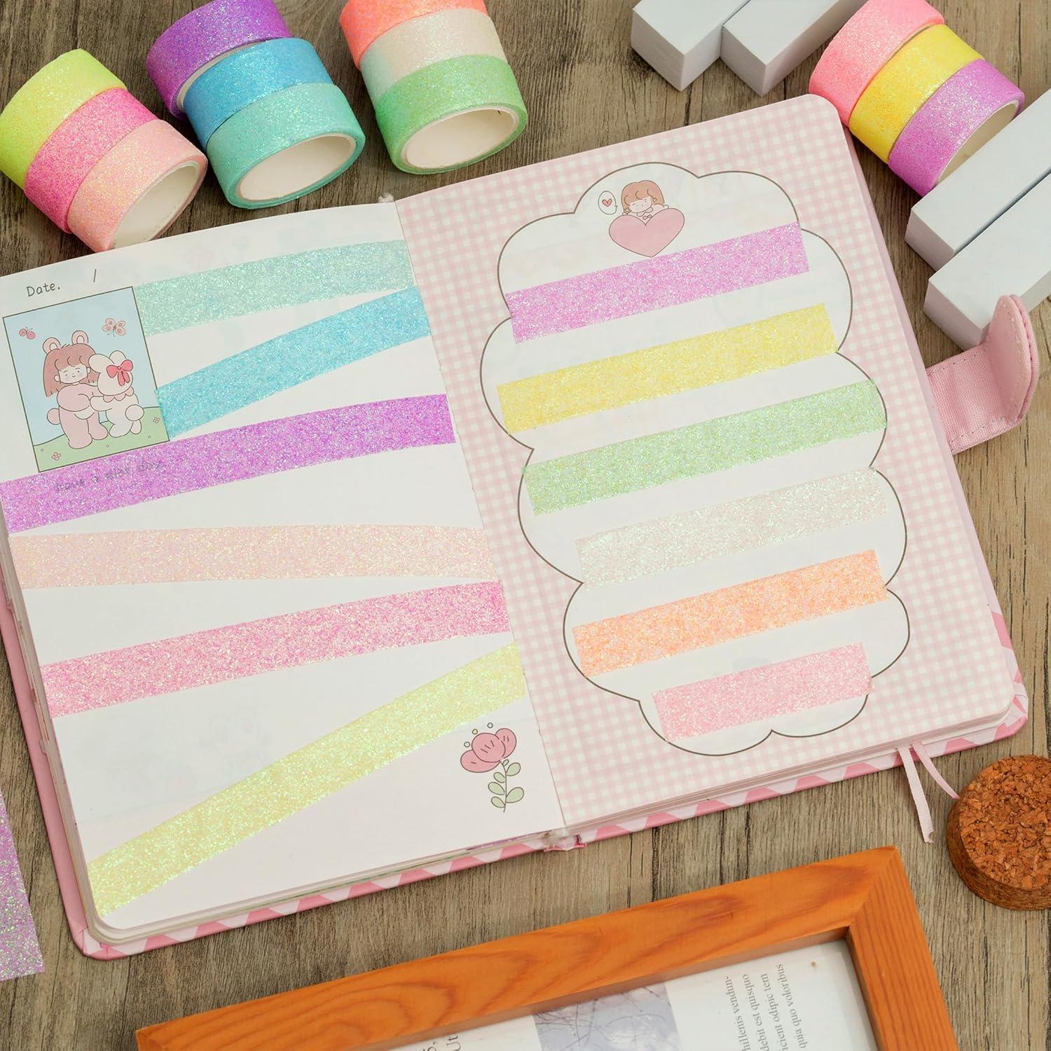 Conjunto de Cinta Washi Brillante YUBX 6 Rollos 15mm x 2m