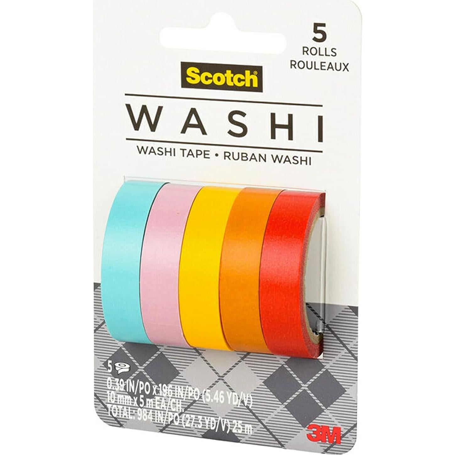 Cinta Washi Scotch 5 Rollos Diseño Verano 24.99m Artesanía