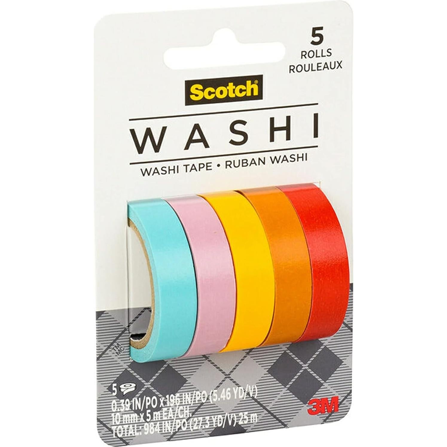 Cinta Washi Scotch 5 Rollos Diseño Verano 24.99m Artesanía
