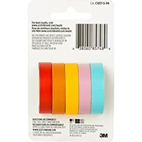 Cinta Washi Scotch 5 Rollos Diseño Verano 24.99m Artesanía