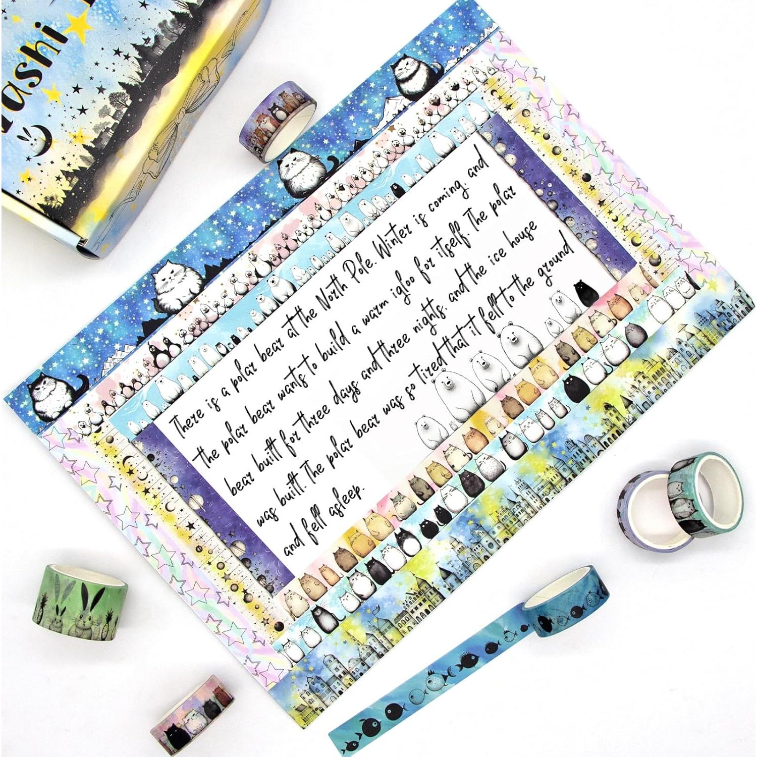 Conjunto de Cinta Washi Decorativa Refustar - 24 Rollos de Animales