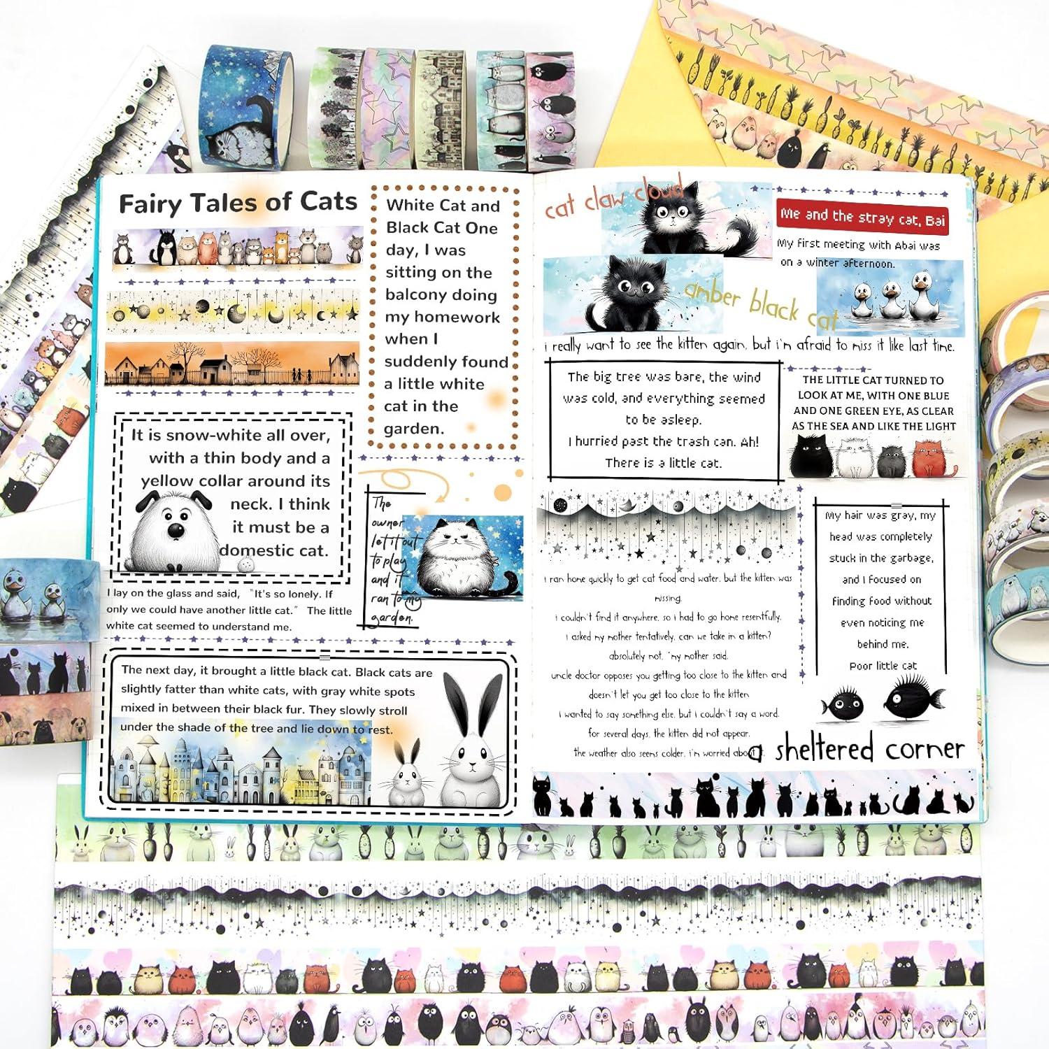 Conjunto de Cinta Washi Decorativa Refustar - 24 Rollos de Animales