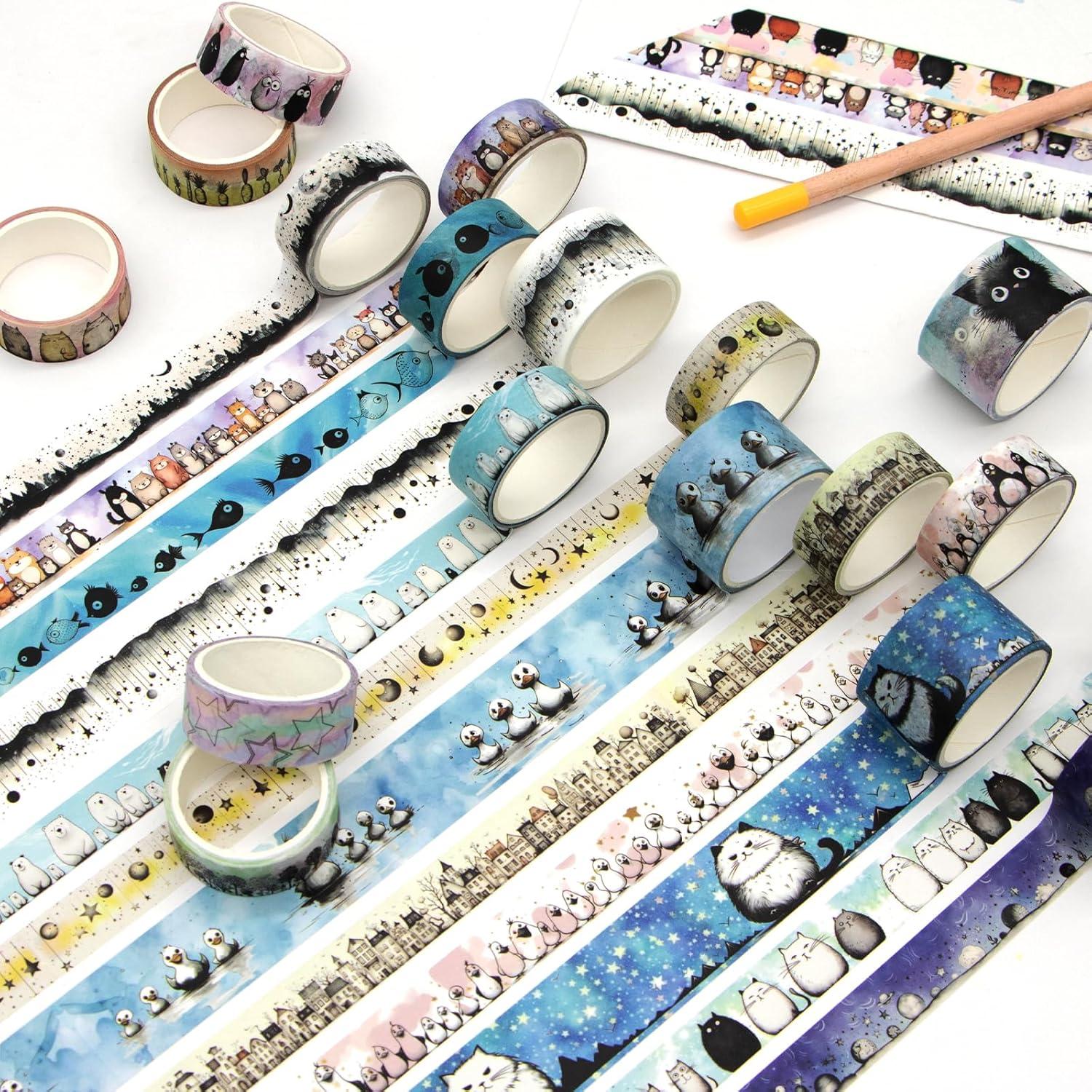 Conjunto de Cinta Washi Decorativa Refustar - 24 Rollos de Animales