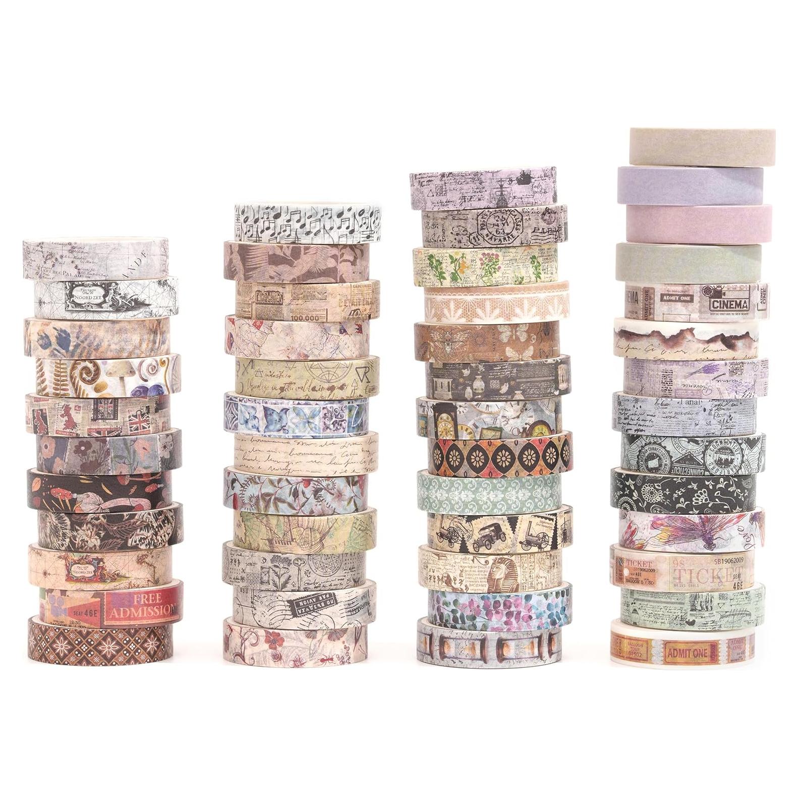 Cinta Washi Vintage Yubbaex Pack 50 Rollos 10mm x 2m