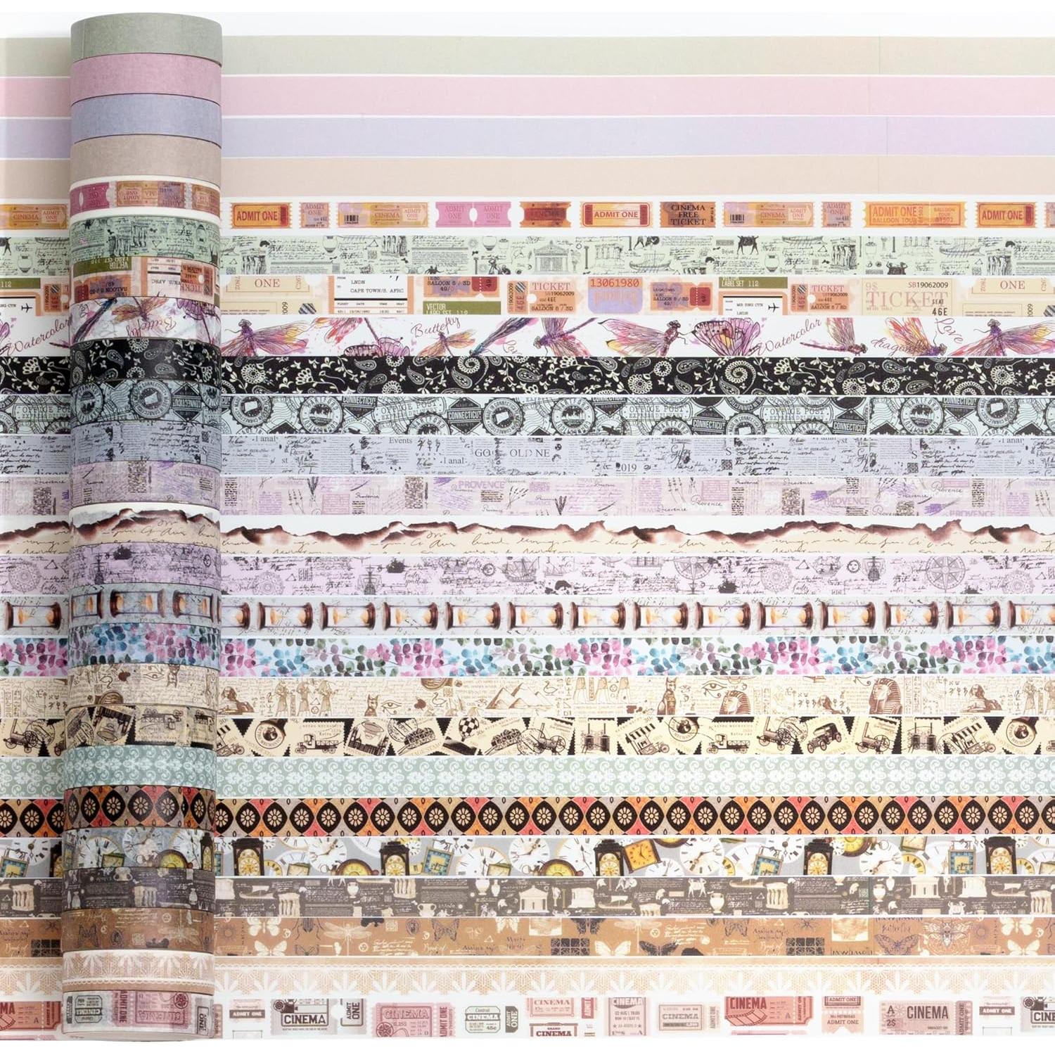 Cinta Washi Vintage Yubbaex Pack 50 Rollos 10mm x 2m