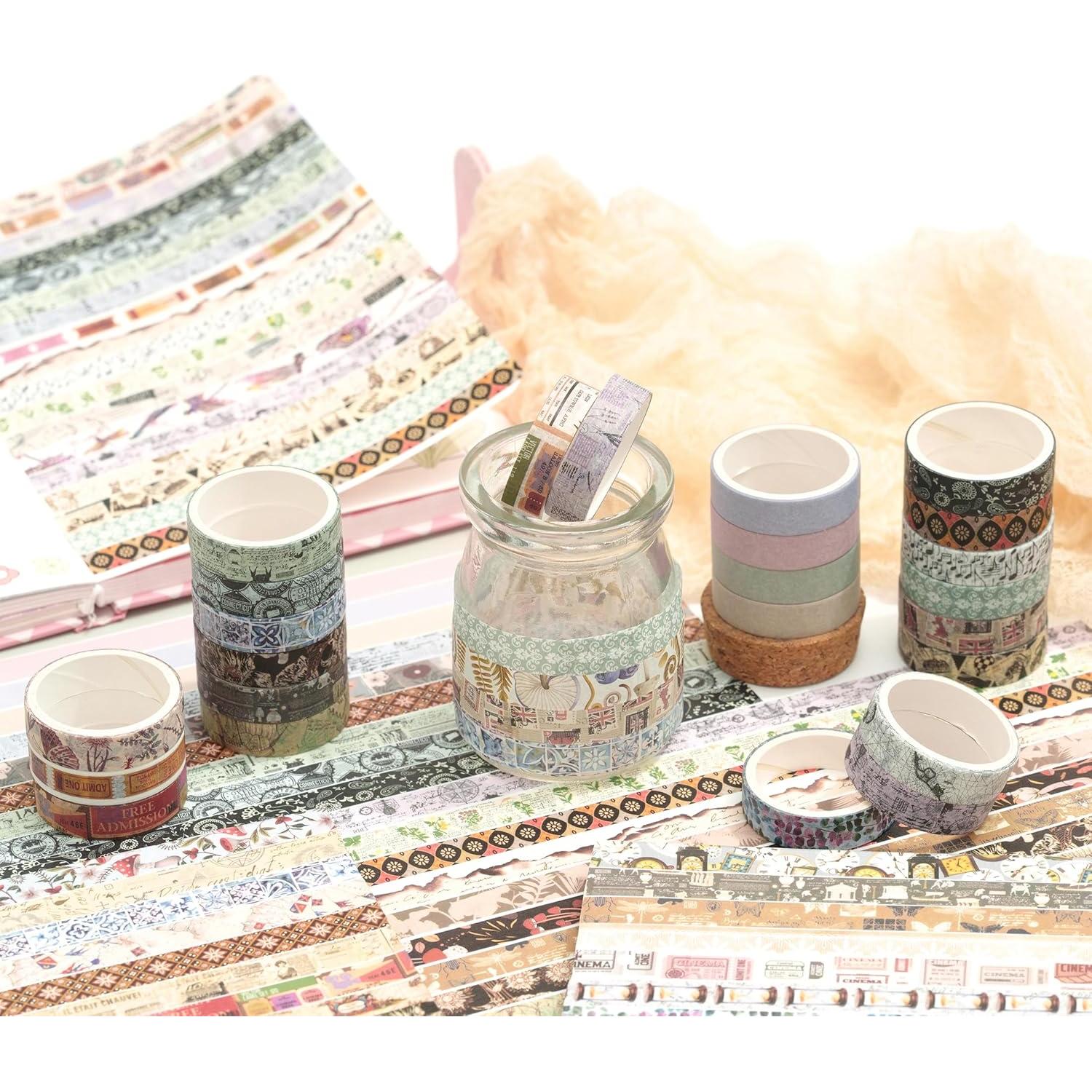 Cinta Washi Vintage Yubbaex Pack 50 Rollos 10mm x 2m