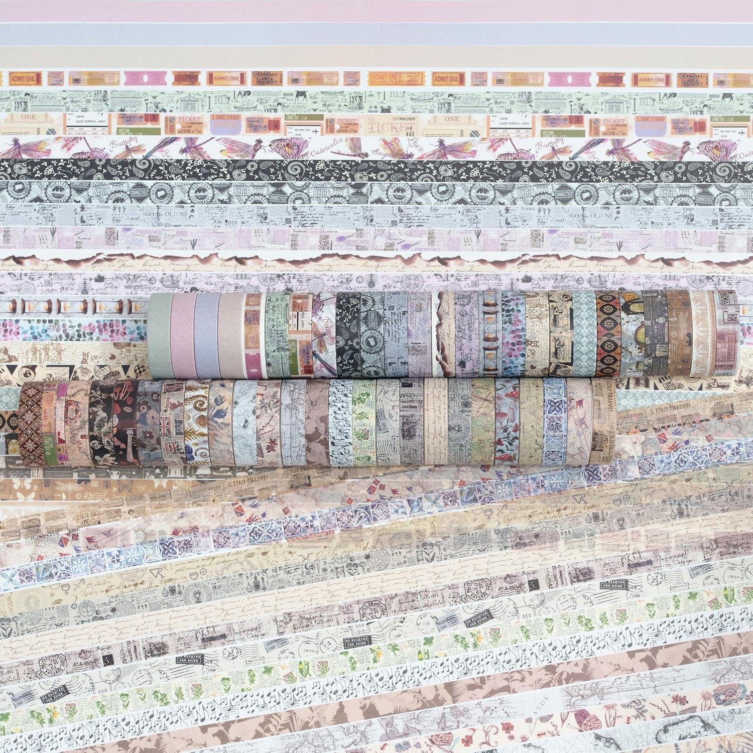 Cinta Washi Vintage Yubbaex Pack 50 Rollos 10mm x 2m