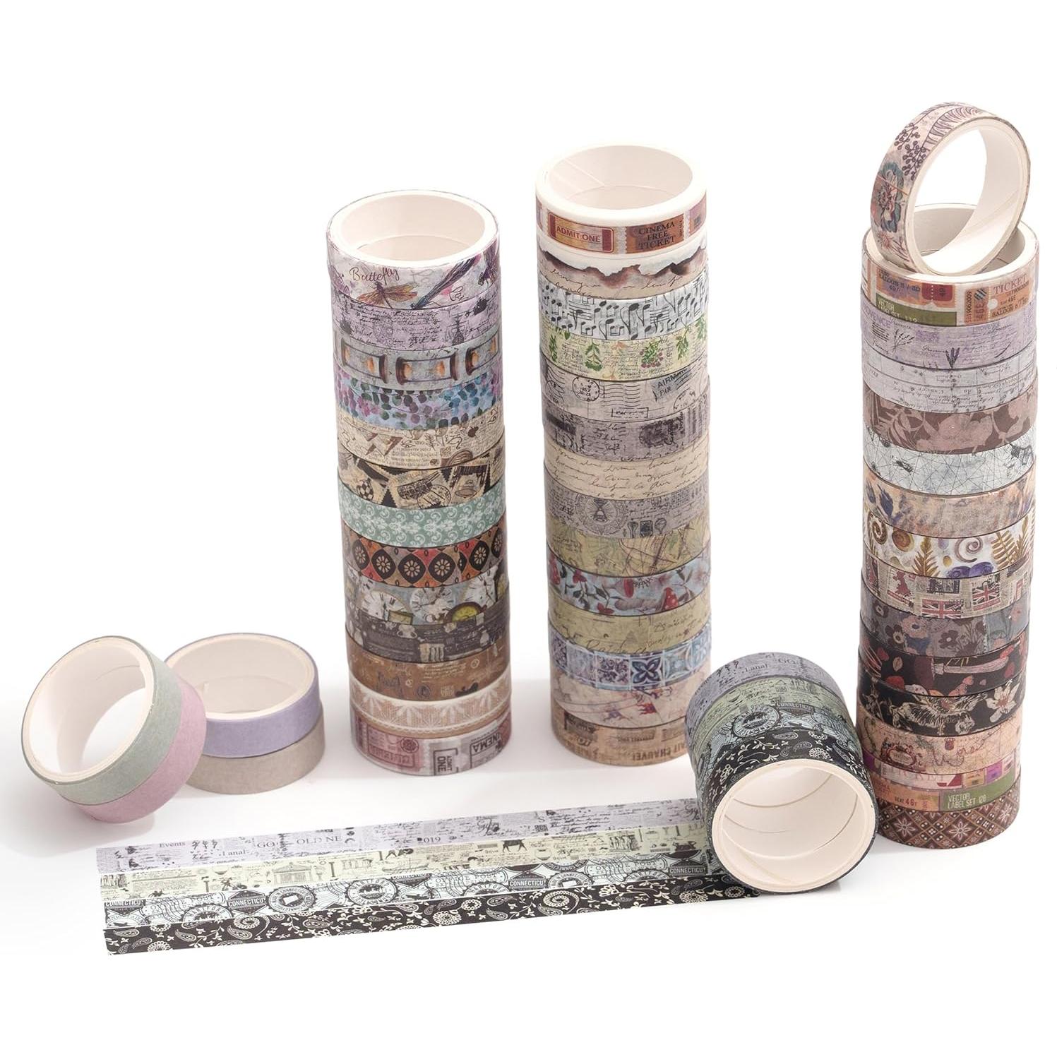 Cinta Washi Vintage Yubbaex Pack 50 Rollos 10mm x 2m