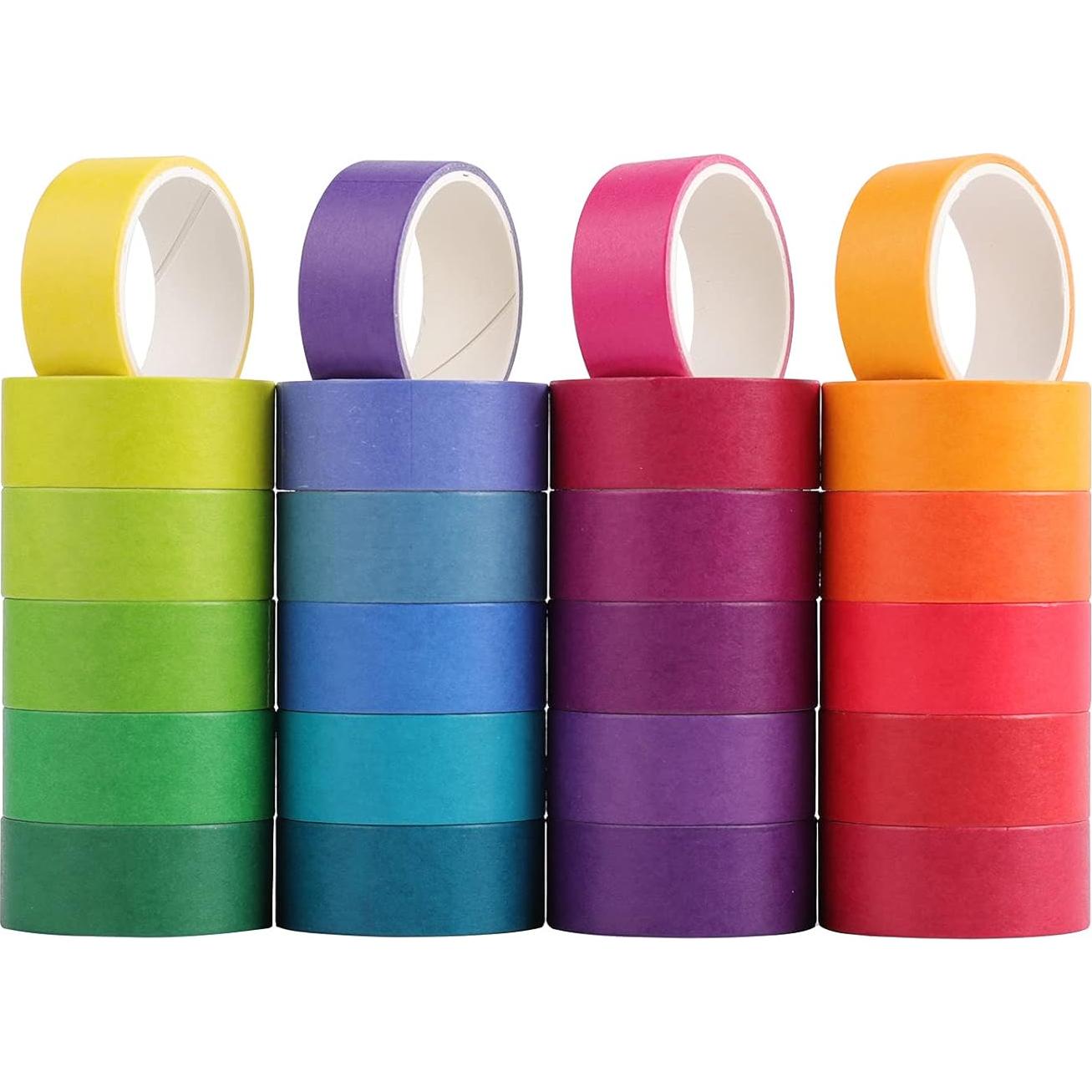 Juego de 24 Rollos de Cinta Washi Cotrida 15mm Arcoíris