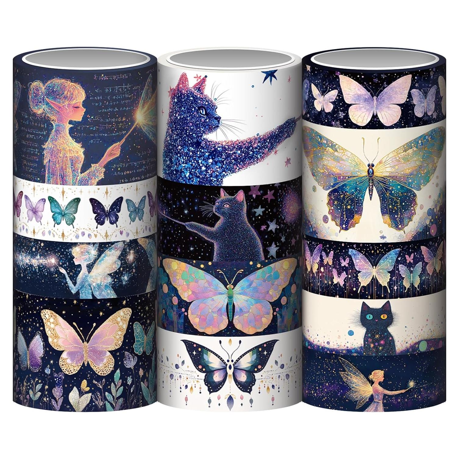 Conjunto de Cinta Washi Brillante Ieebee - 14 Rollos para Manualidades