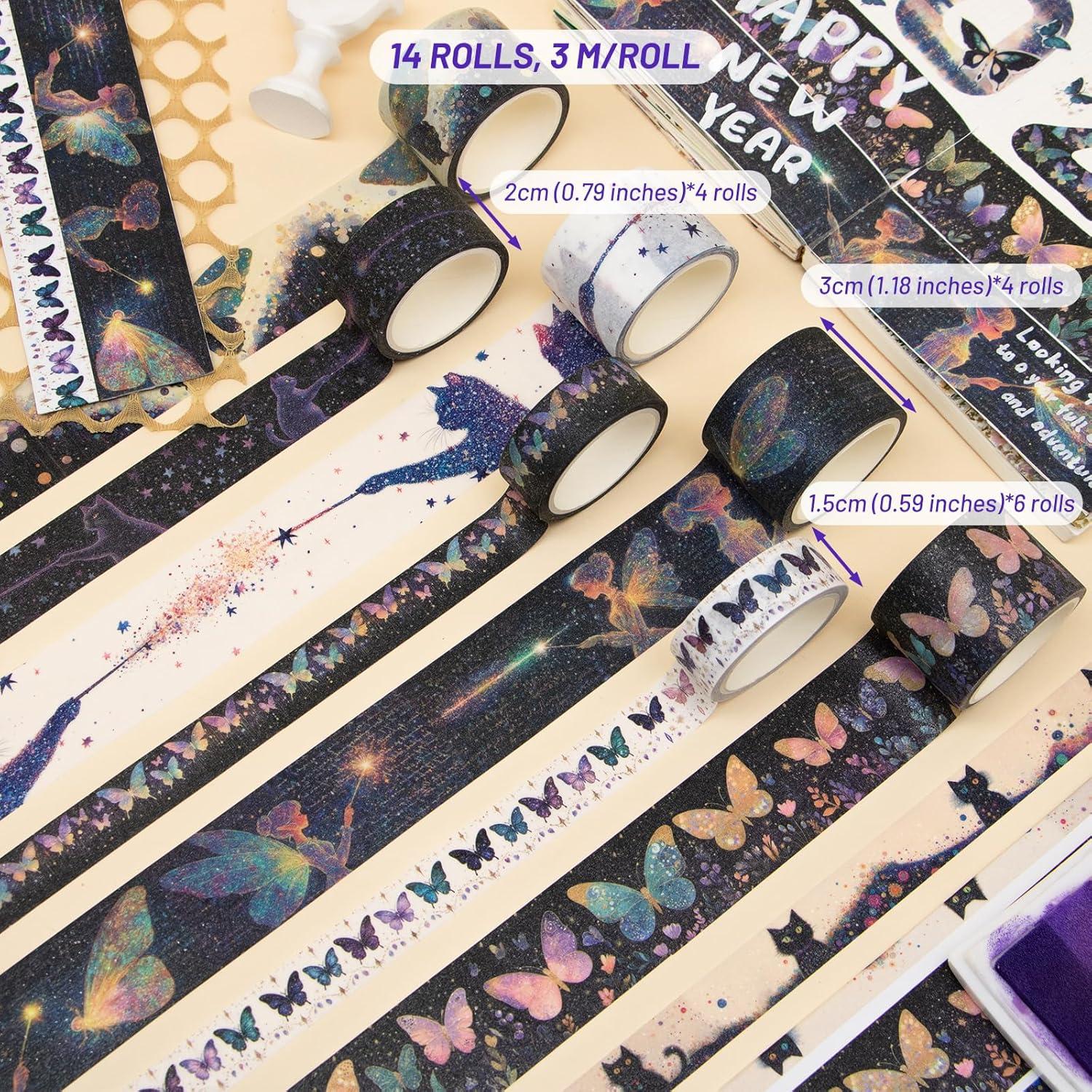 Conjunto de Cinta Washi Brillante Ieebee - 14 Rollos para Manualidades