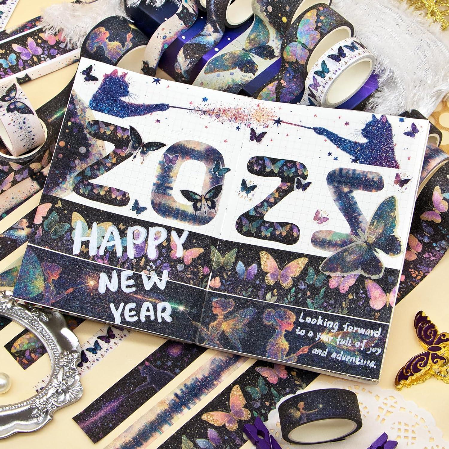 Conjunto de Cinta Washi Brillante Ieebee - 14 Rollos para Manualidades