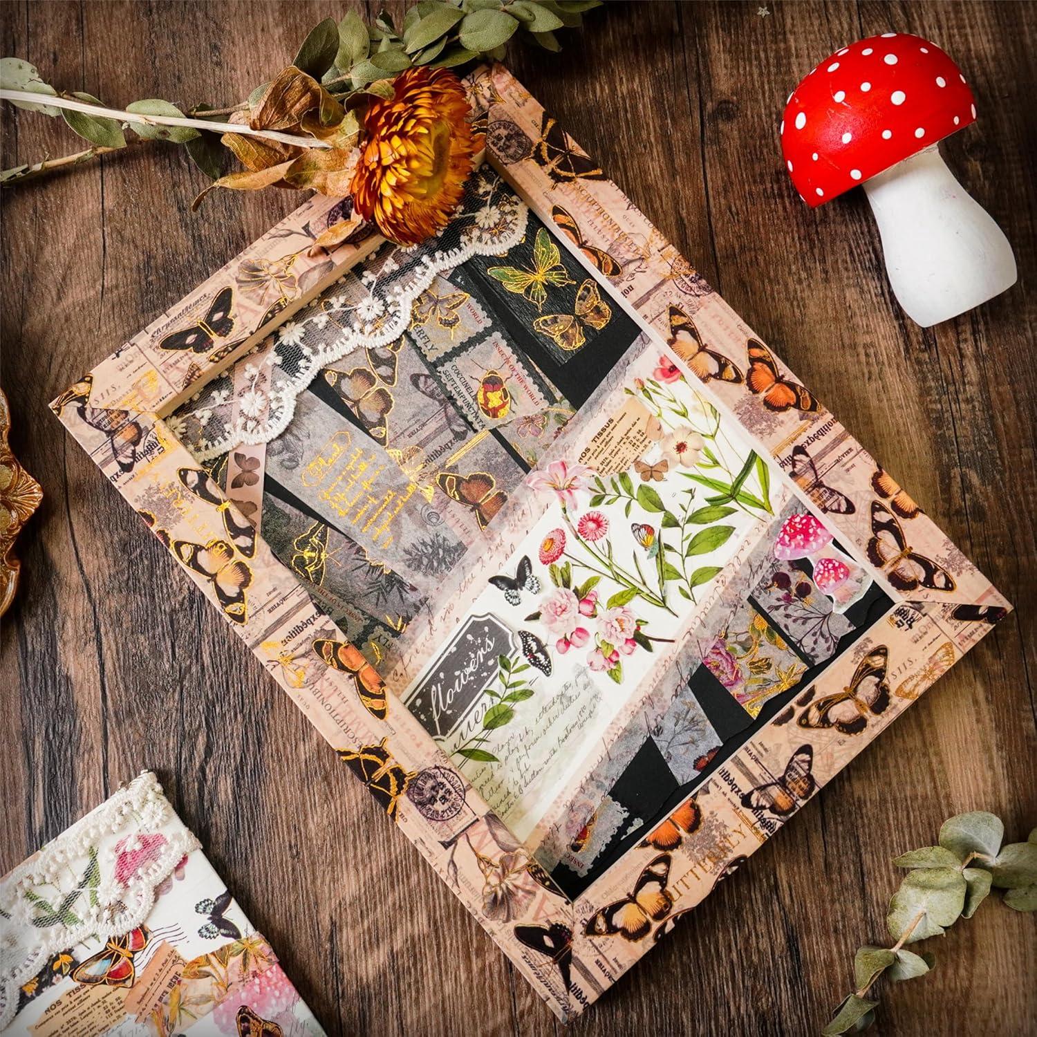 Juego de Cinta Washi Mariposa Vintage 18 Rollos 10-60 mm