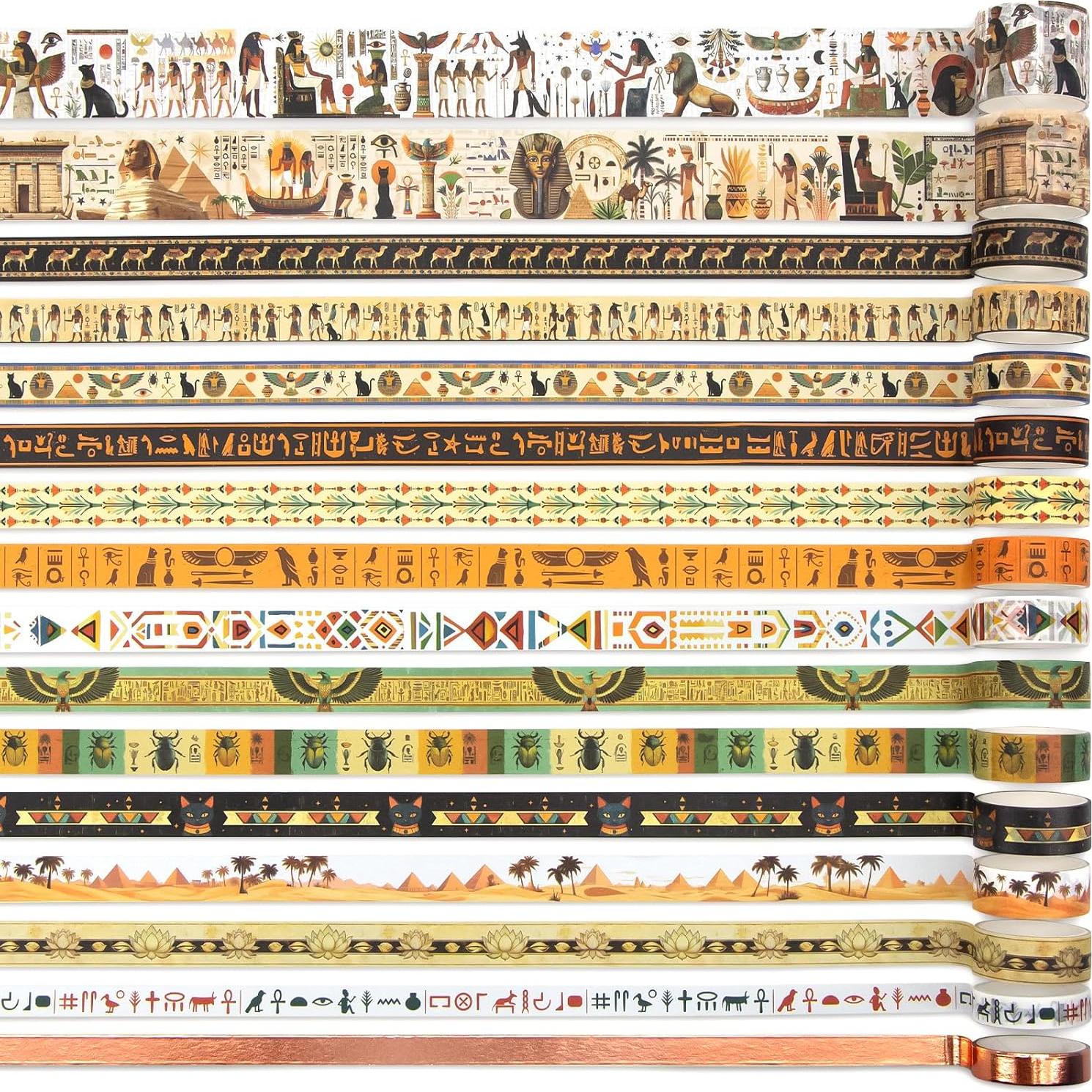 Conjunto de 16 Rollos de Cinta Washi Mooker Vintage Egipcio