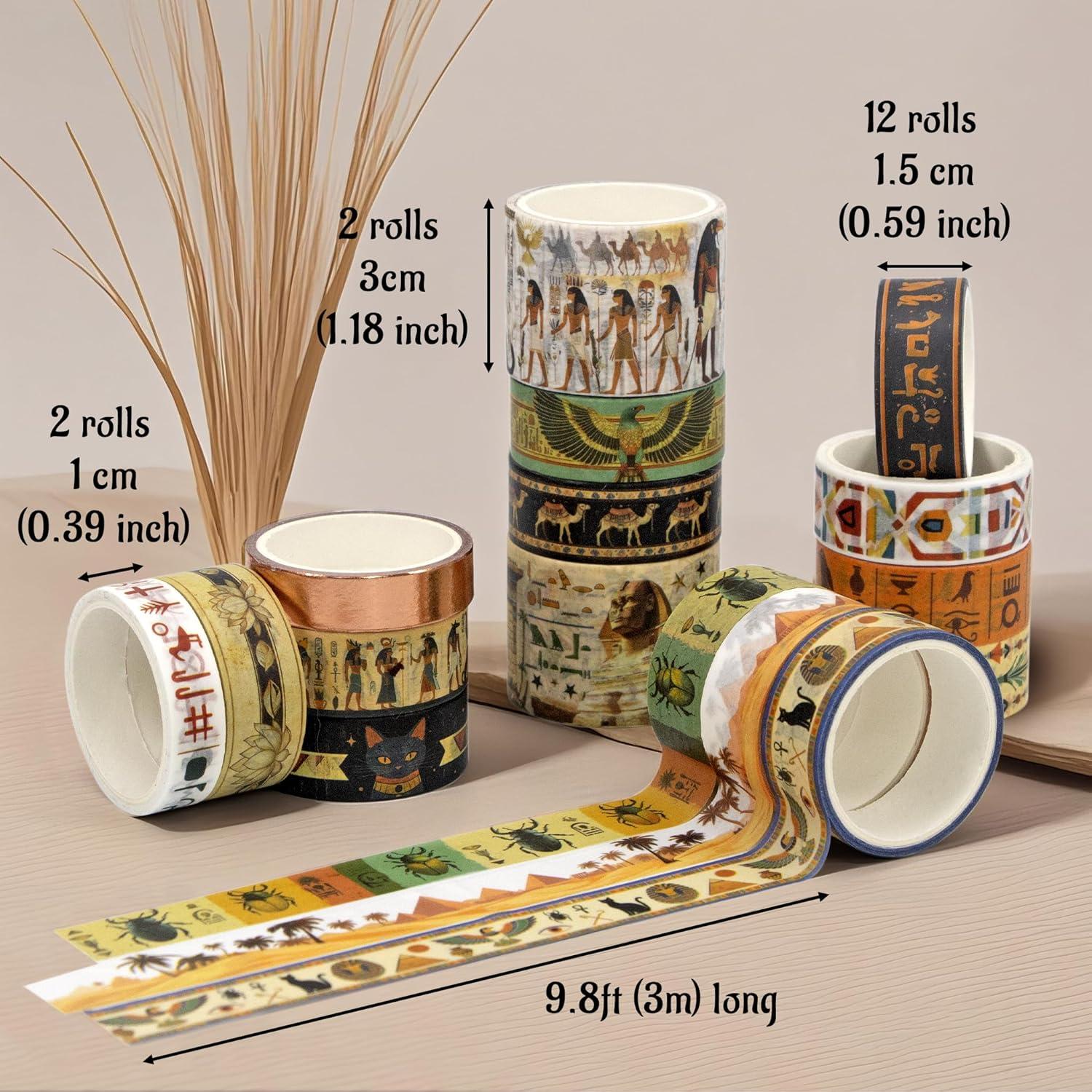 Conjunto de 16 Rollos de Cinta Washi Mooker Vintage Egipcio