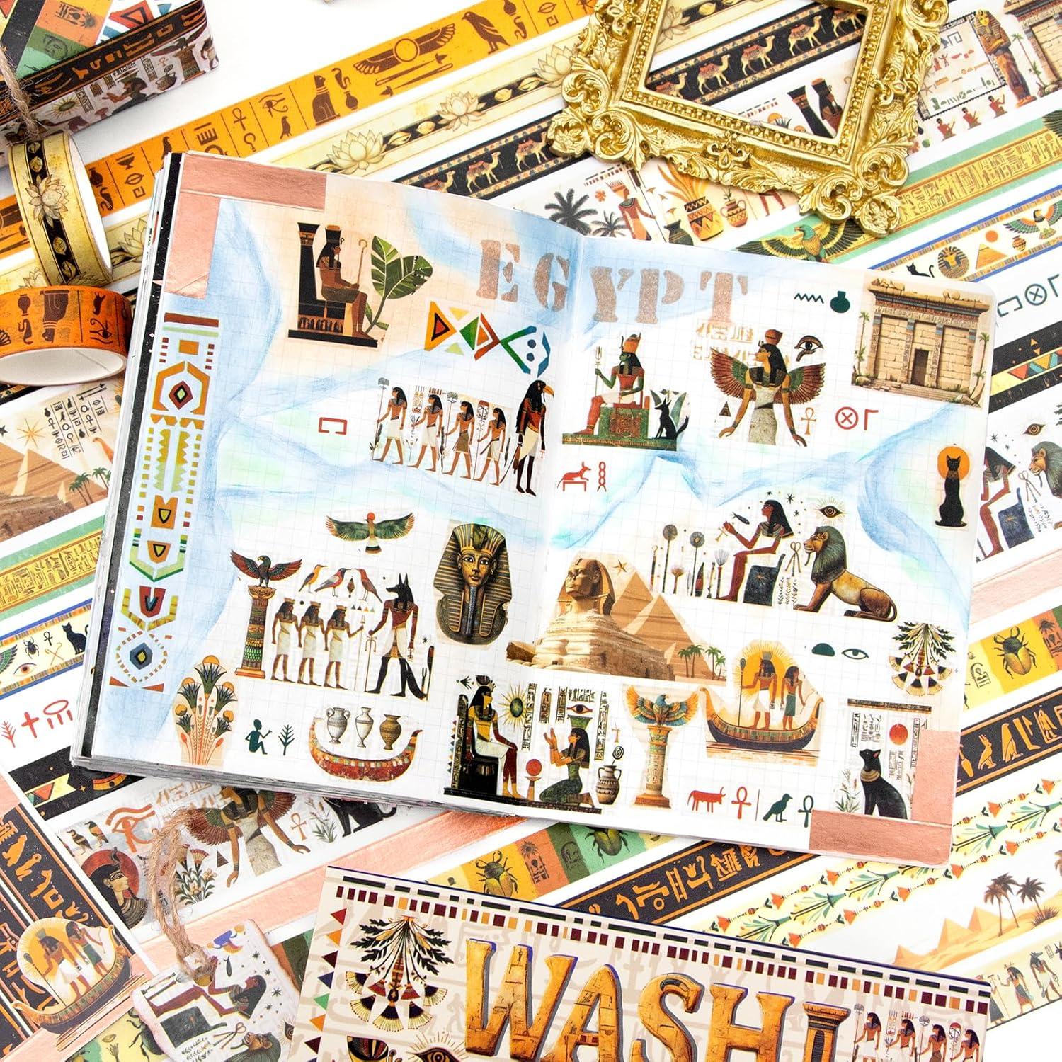 Conjunto de 16 Rollos de Cinta Washi Mooker Vintage Egipcio