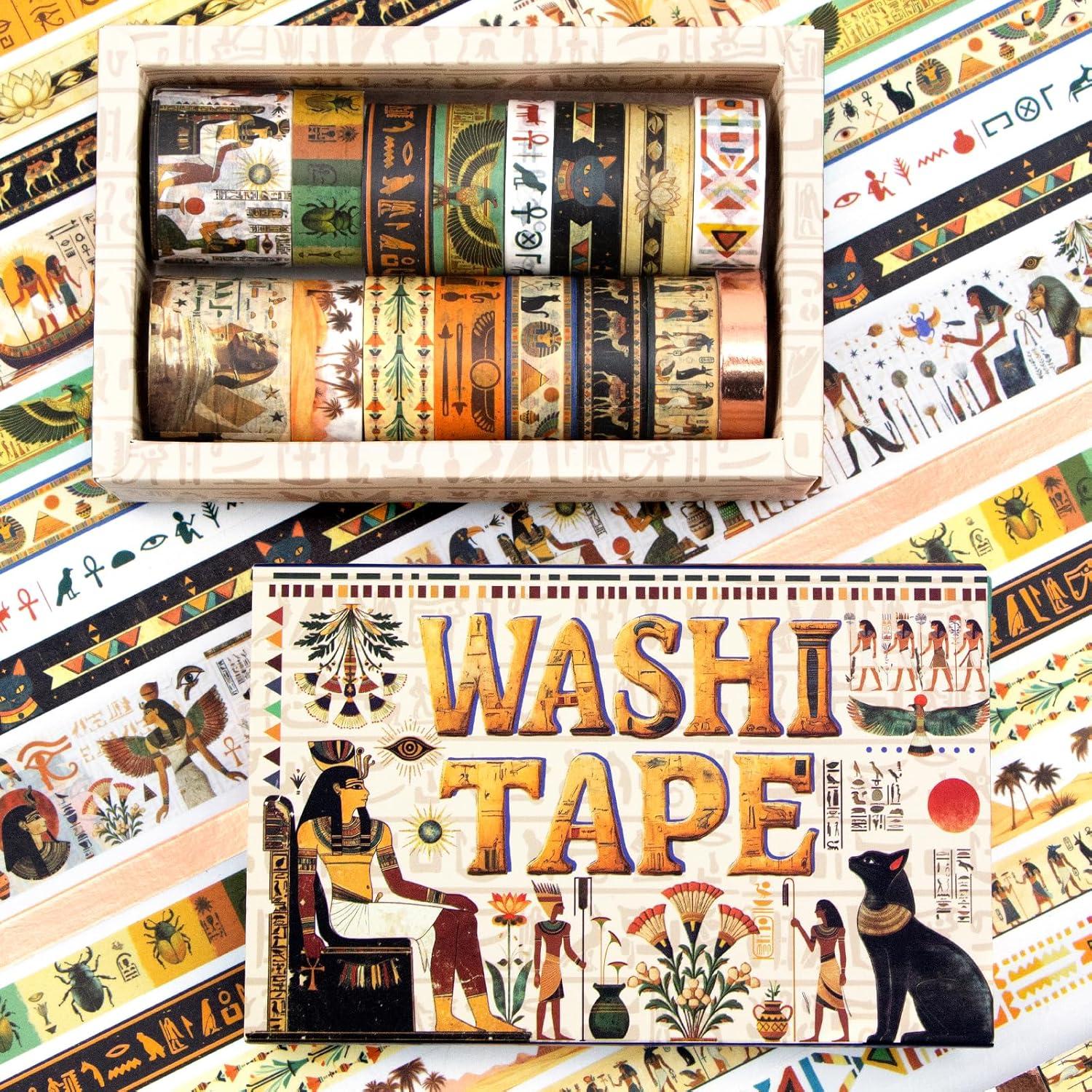 Conjunto de 16 Rollos de Cinta Washi Mooker Vintage Egipcio