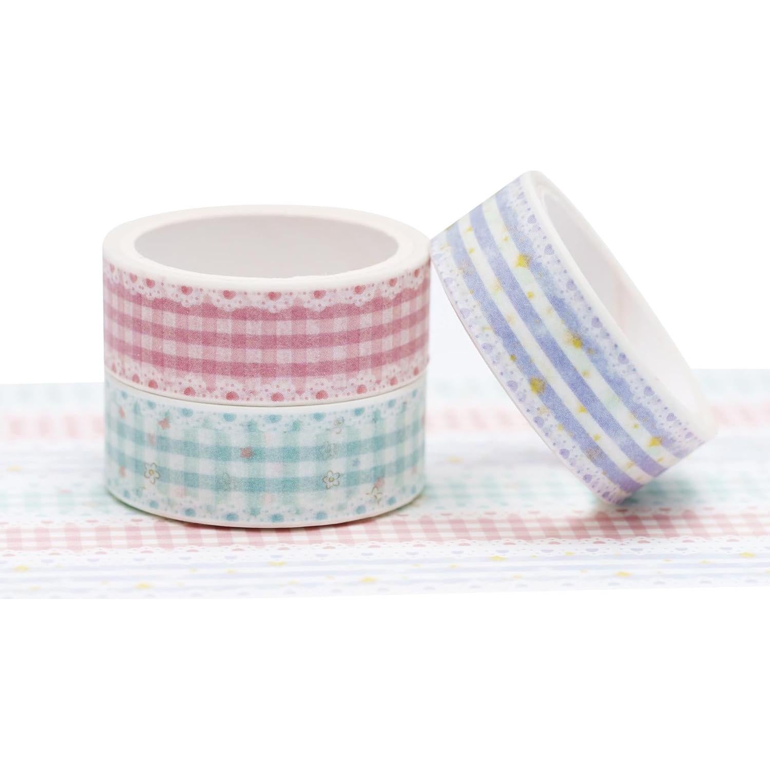 Cinta Washi Decorativa YUBBAEX 3 Rollos 15mm 5m Cuadros de Encaje