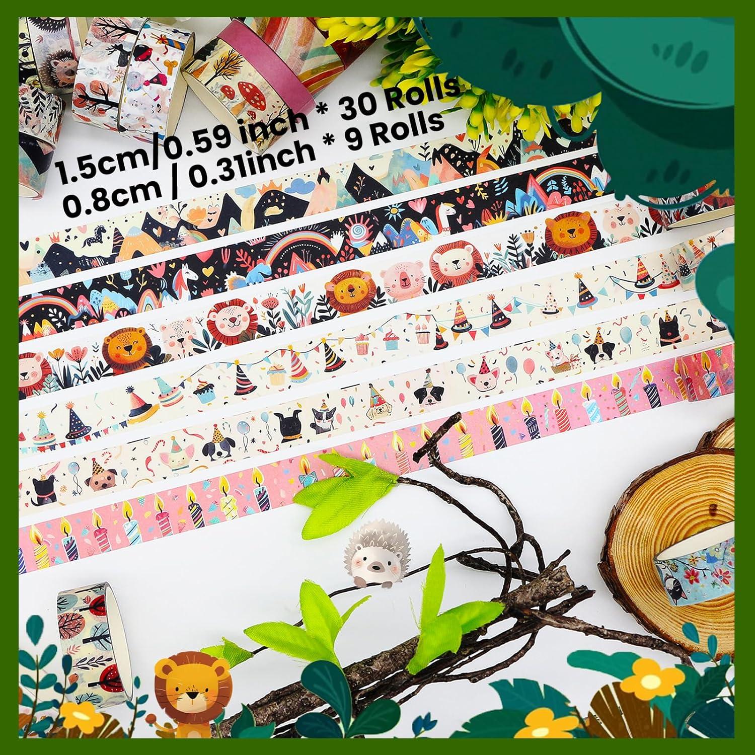 Juego de 39 Rollos de Cinta Washi Crafttliffee - Decorativa de Animales