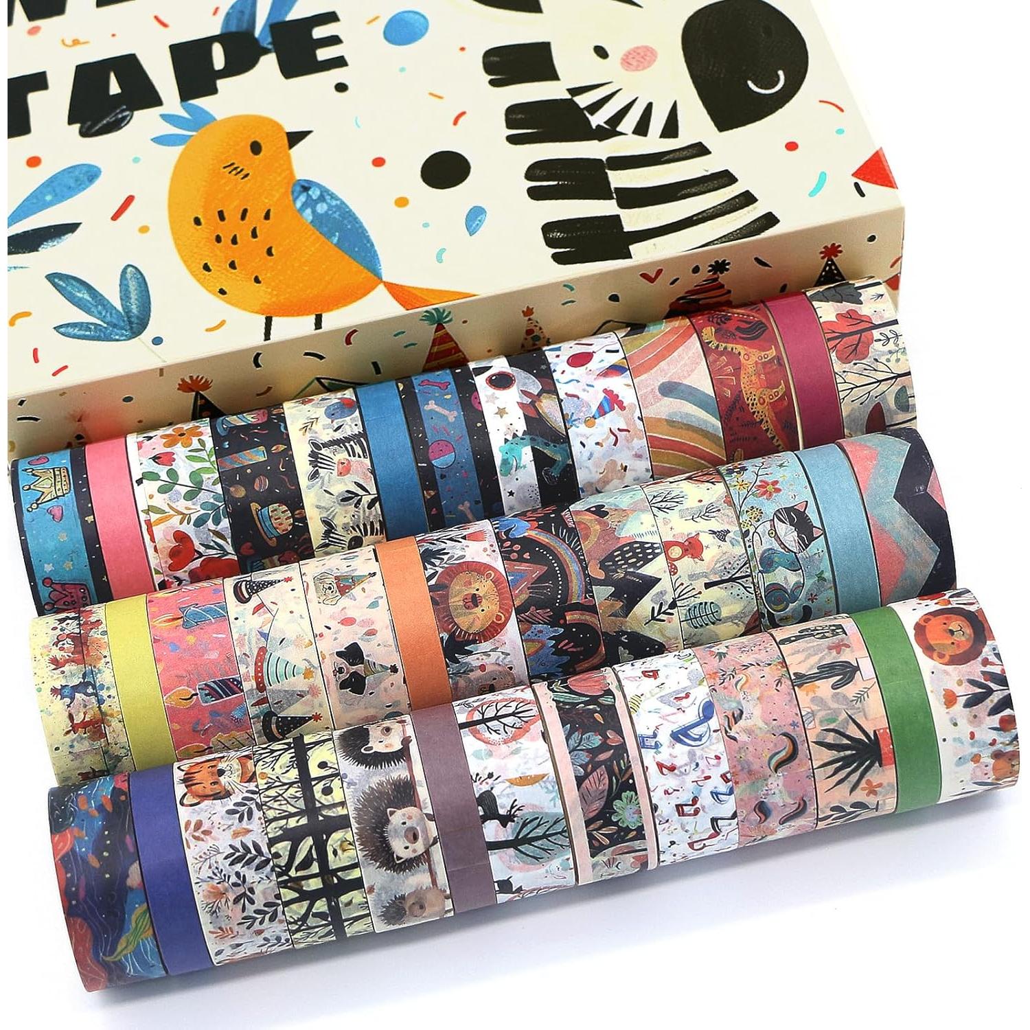 Juego de 39 Rollos de Cinta Washi Crafttliffee - Decorativa de Animales