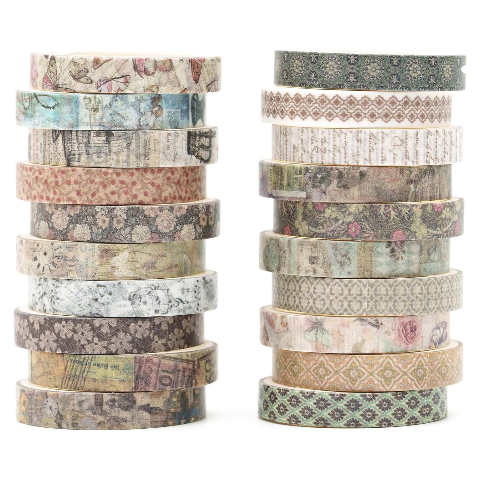 Set de 20 Rollos de Cinta Washi Vintage Songdao 2m 7mm