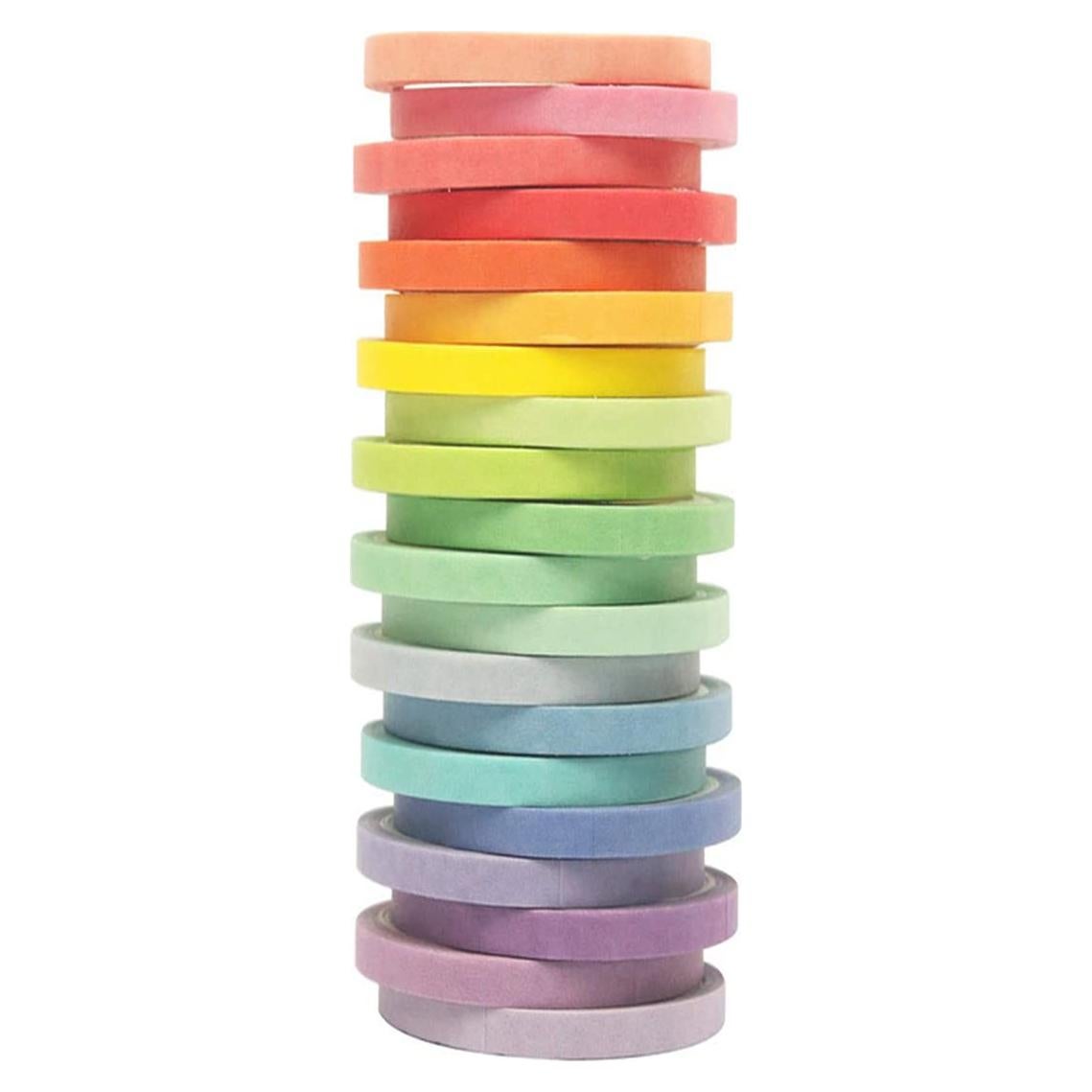 Juego de Washi Tape 20 Rollos 7.5 mm Arcoíris para Manualidades
