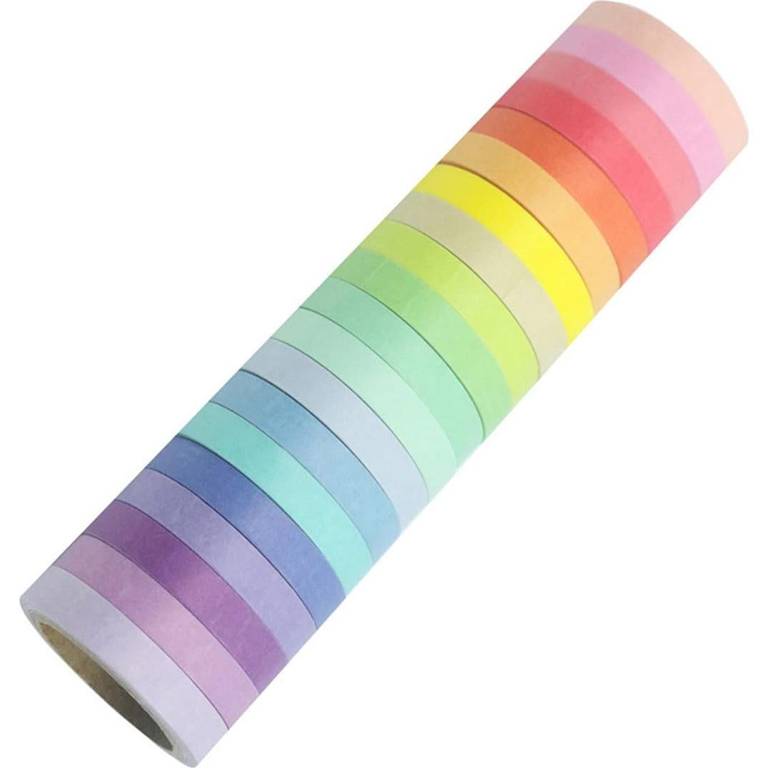 Juego de Washi Tape 20 Rollos 7.5 mm Arcoíris para Manualidades