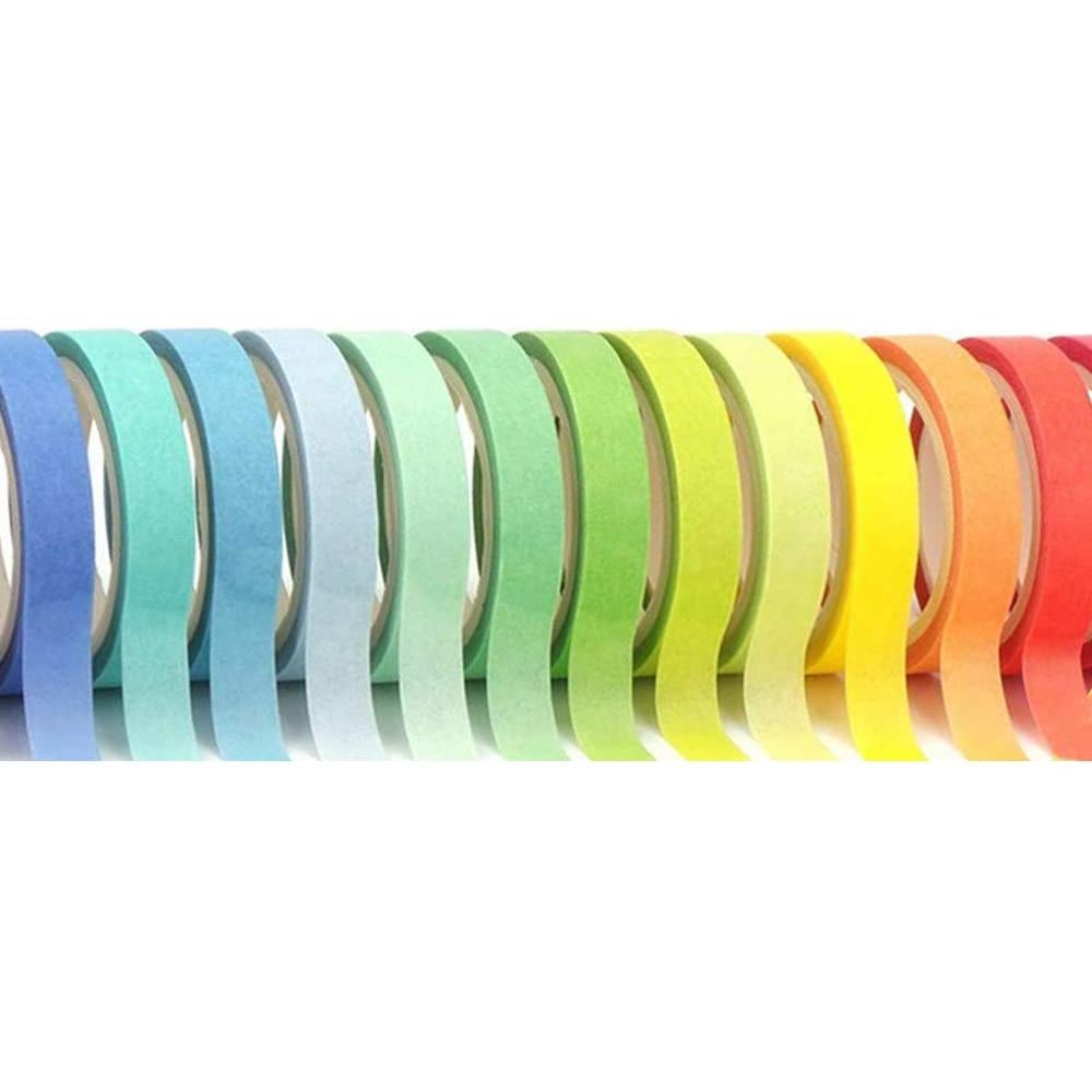 Juego de Washi Tape 20 Rollos 7.5 mm Arcoíris para Manualidades