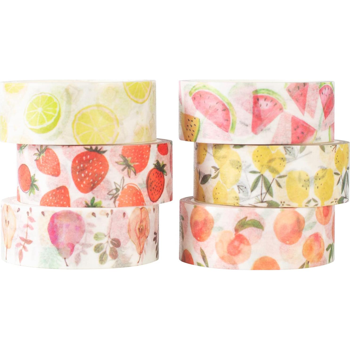 Set de 6 Rollos de Cinta Washi YUBBAEX 15mm Frutas Frescas