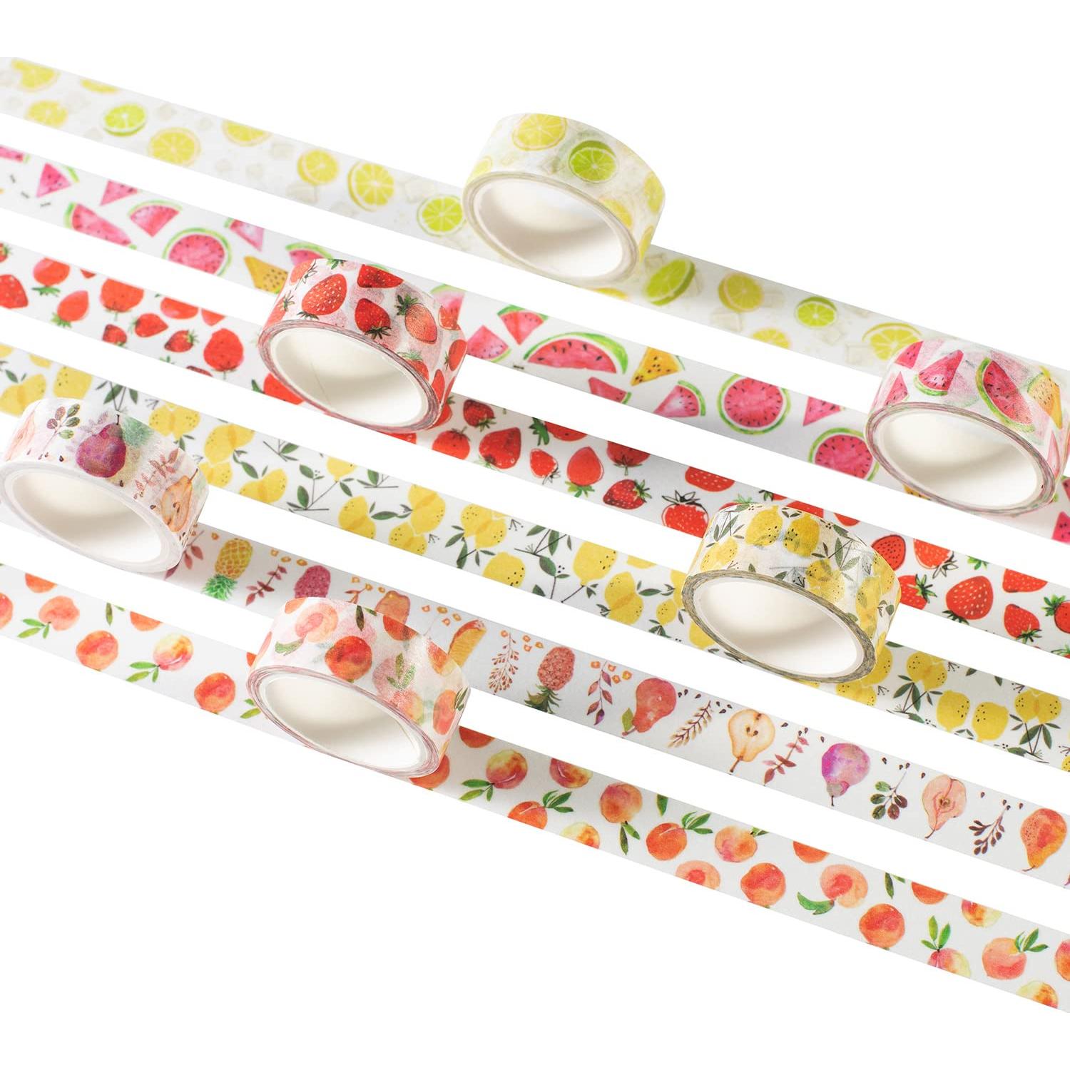 Set de 6 Rollos de Cinta Washi YUBBAEX 15mm Frutas Frescas