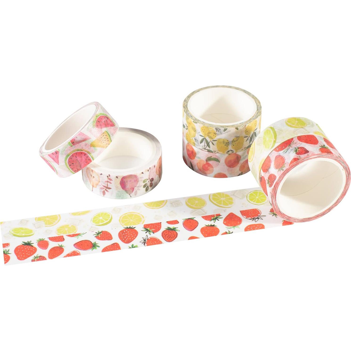 Set de 6 Rollos de Cinta Washi YUBBAEX 15mm Frutas Frescas