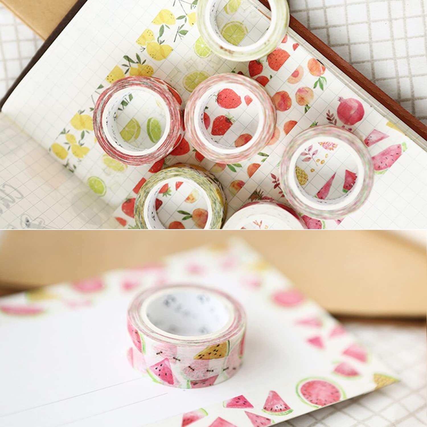 Set de 6 Rollos de Cinta Washi YUBBAEX 15mm Frutas Frescas