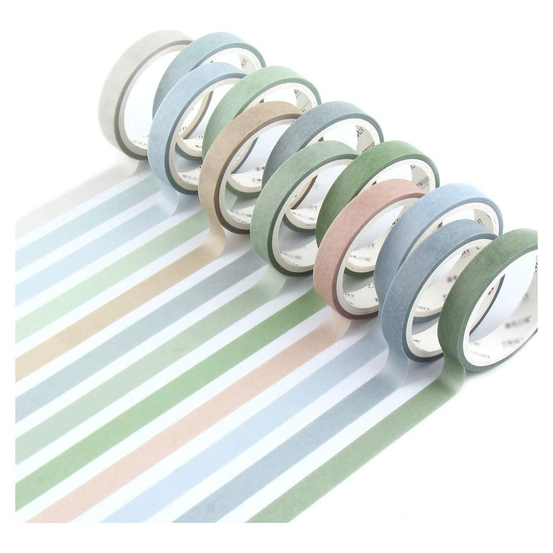 Set de 12 Rollos de Cinta Washi Yubbaex 8mm Salty Morandi