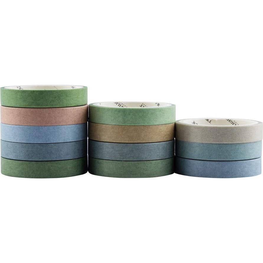 Set de 12 Rollos de Cinta Washi Yubbaex 8mm Salty Morandi
