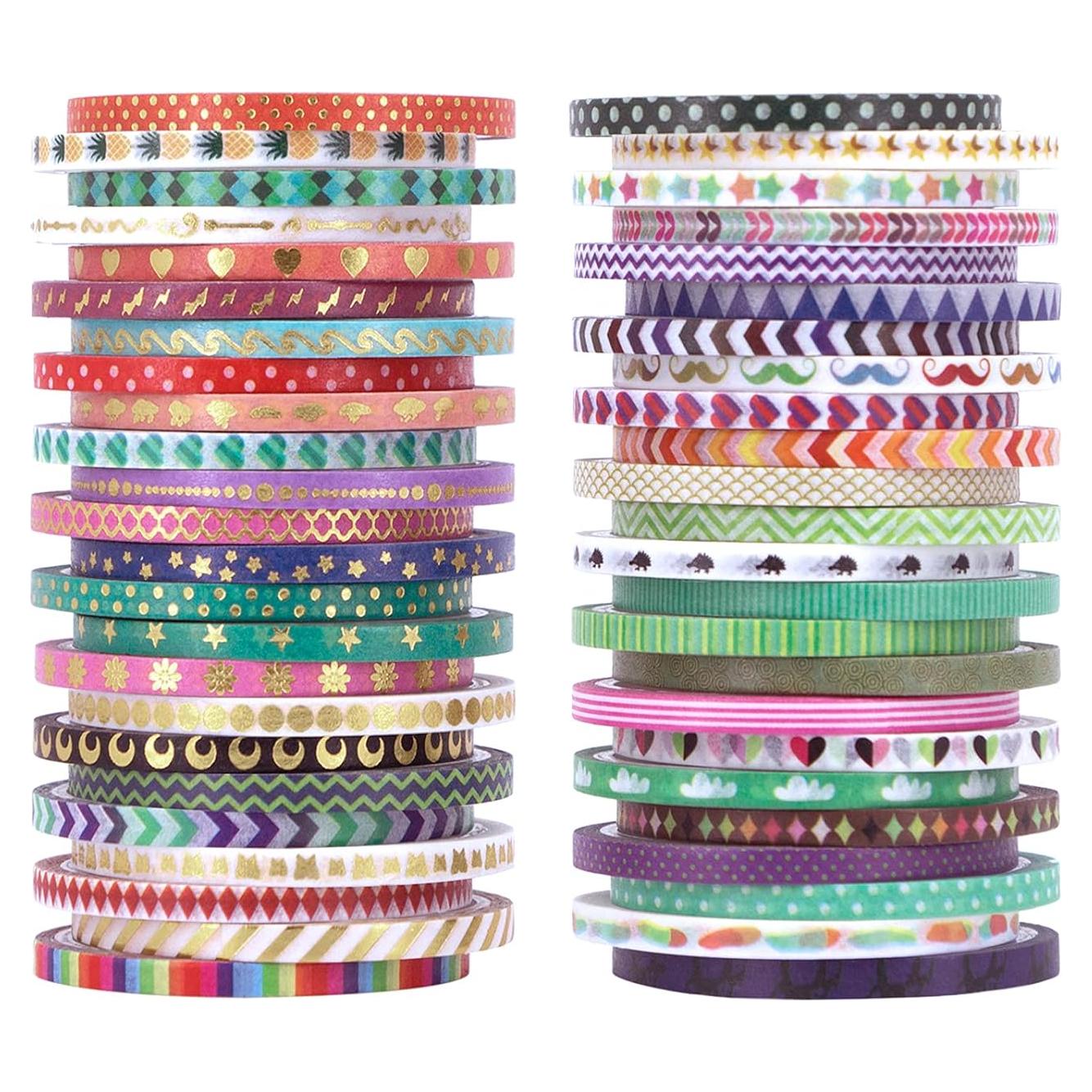Conjunto de 48 Rollos de Cinta Washi Kunminger 3mm Dorada