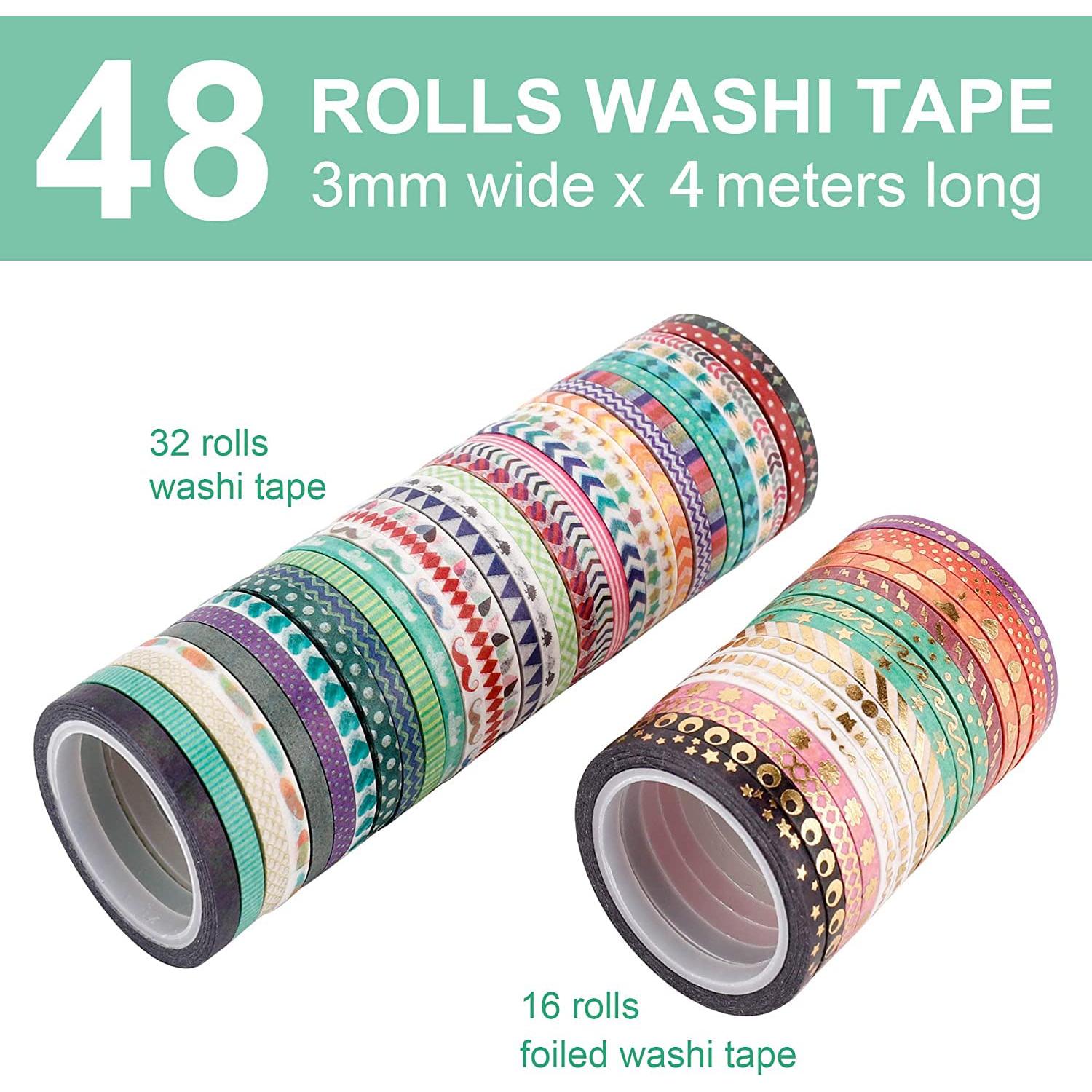 Conjunto de 48 Rollos de Cinta Washi Kunminger 3mm Dorada