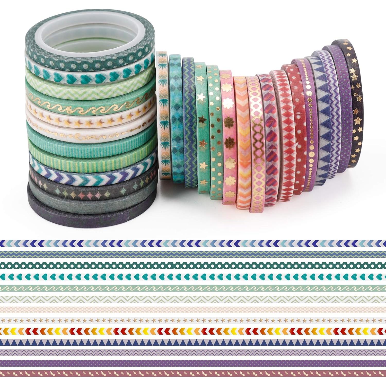 Conjunto de 48 Rollos de Cinta Washi Kunminger 3mm Dorada
