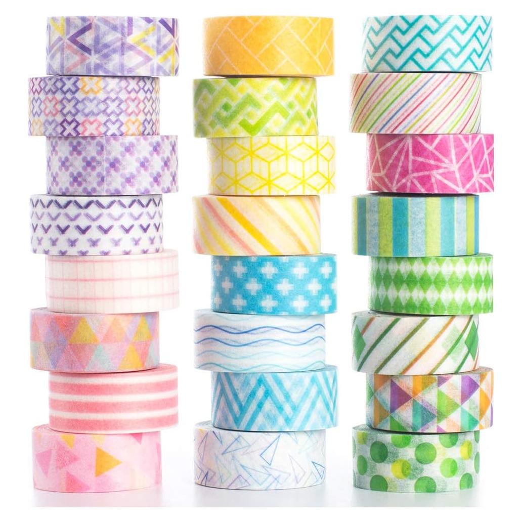Cinta Washi YUBBAEX 24 Rollos 10mm Decorativa para Manualidades