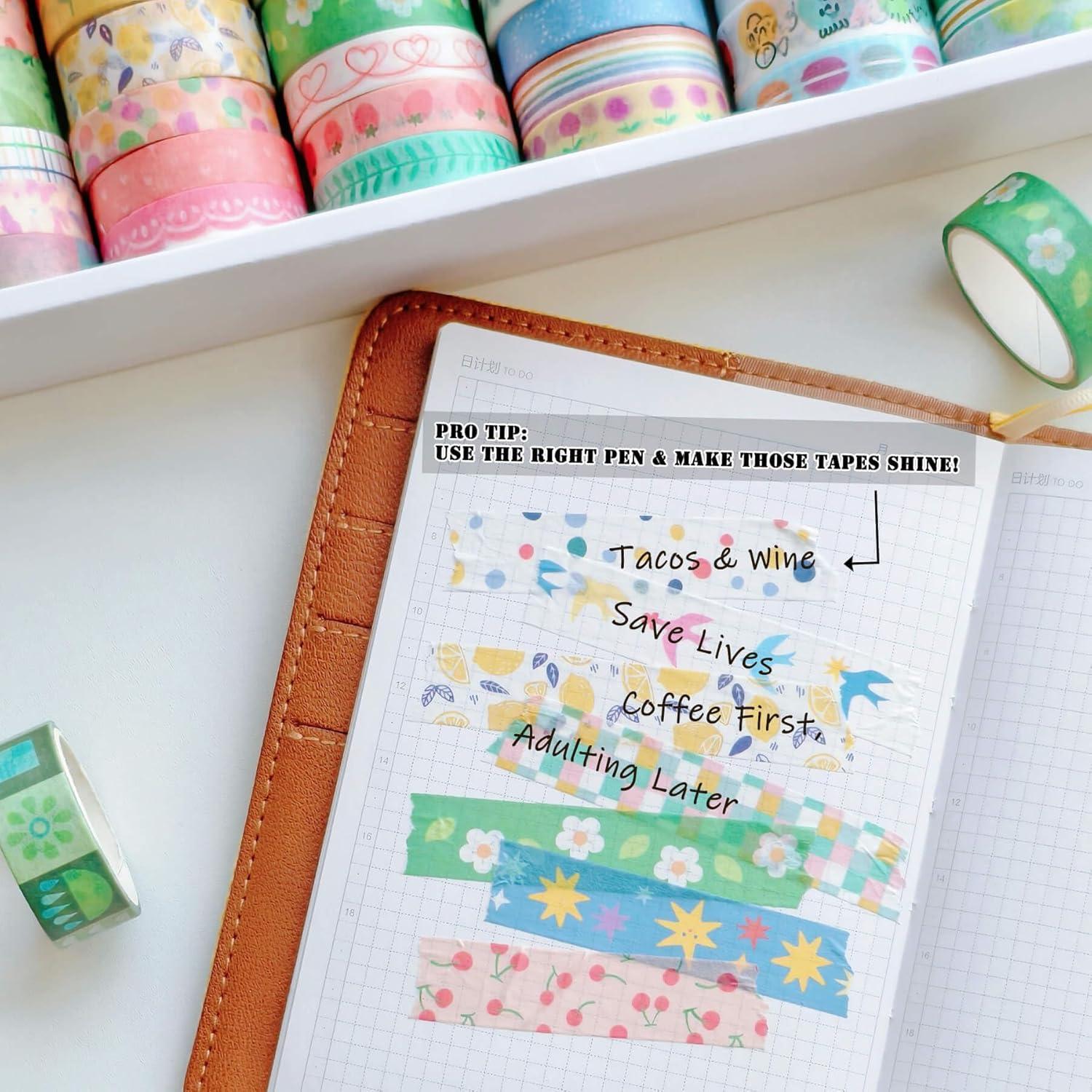 Juego de Washi Tape JUNKJWBZ 38 Rollos Floral y Vintage