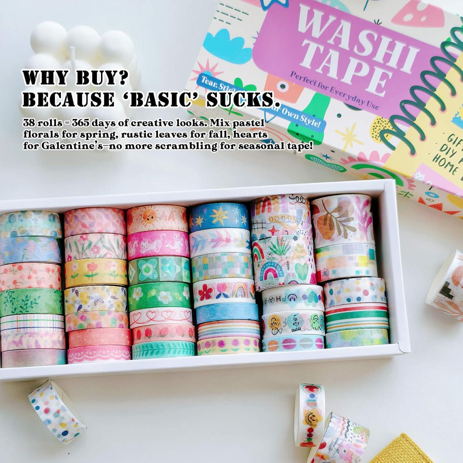 Juego de Washi Tape JUNKJWBZ 38 Rollos Floral y Vintage