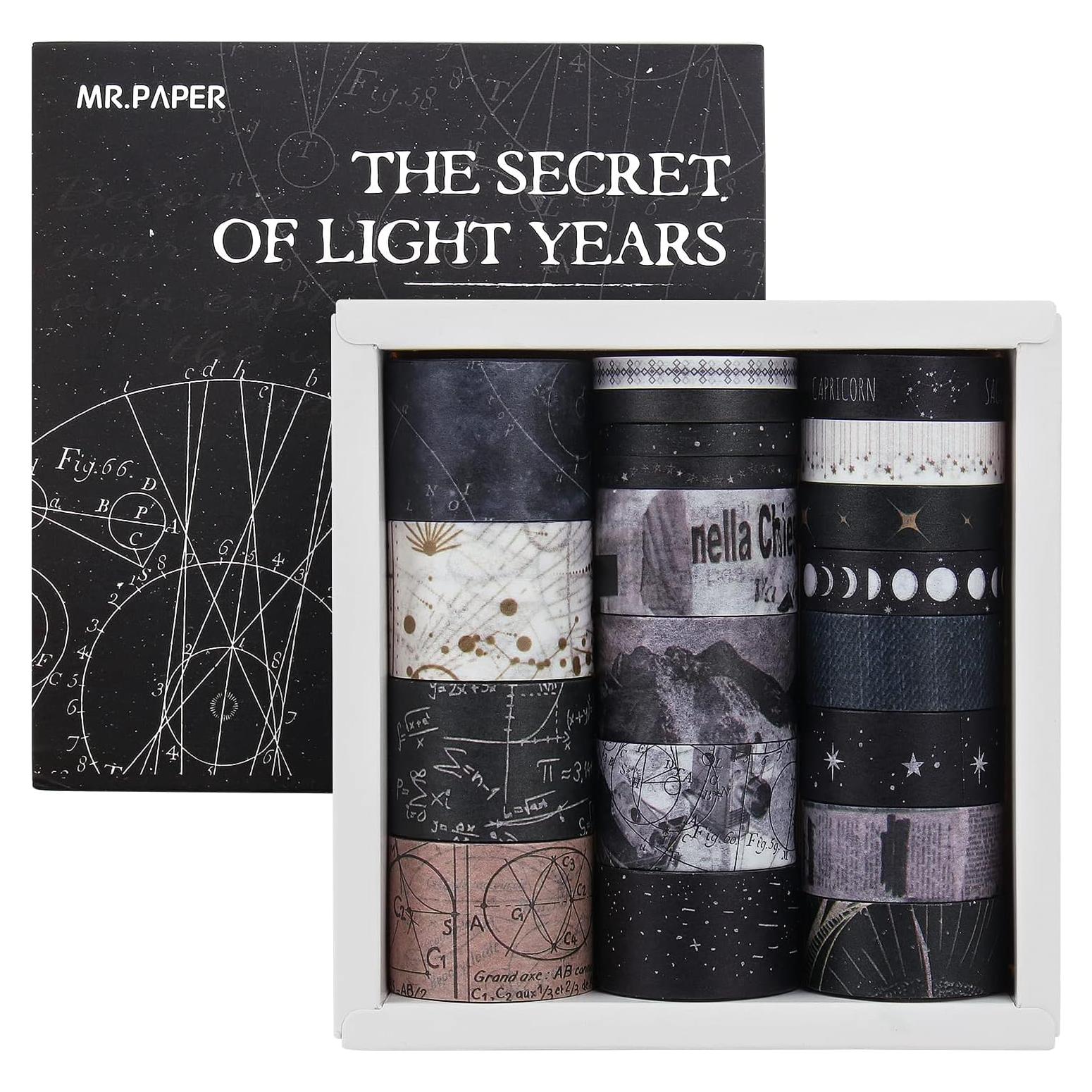 Conjunto de Cinta Washi Dizdkizd 20 Rollos Negro 5-25mm para Manualidades