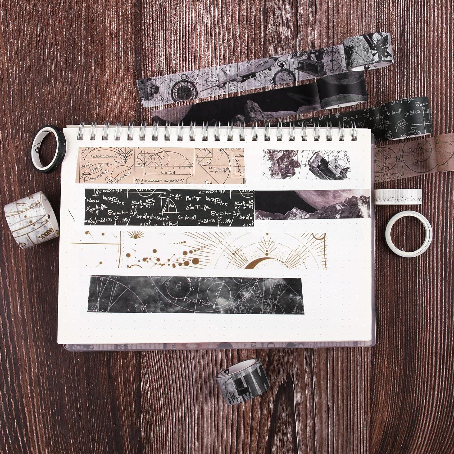 Conjunto de Cinta Washi Dizdkizd 20 Rollos Negro 5-25mm para Manualidades