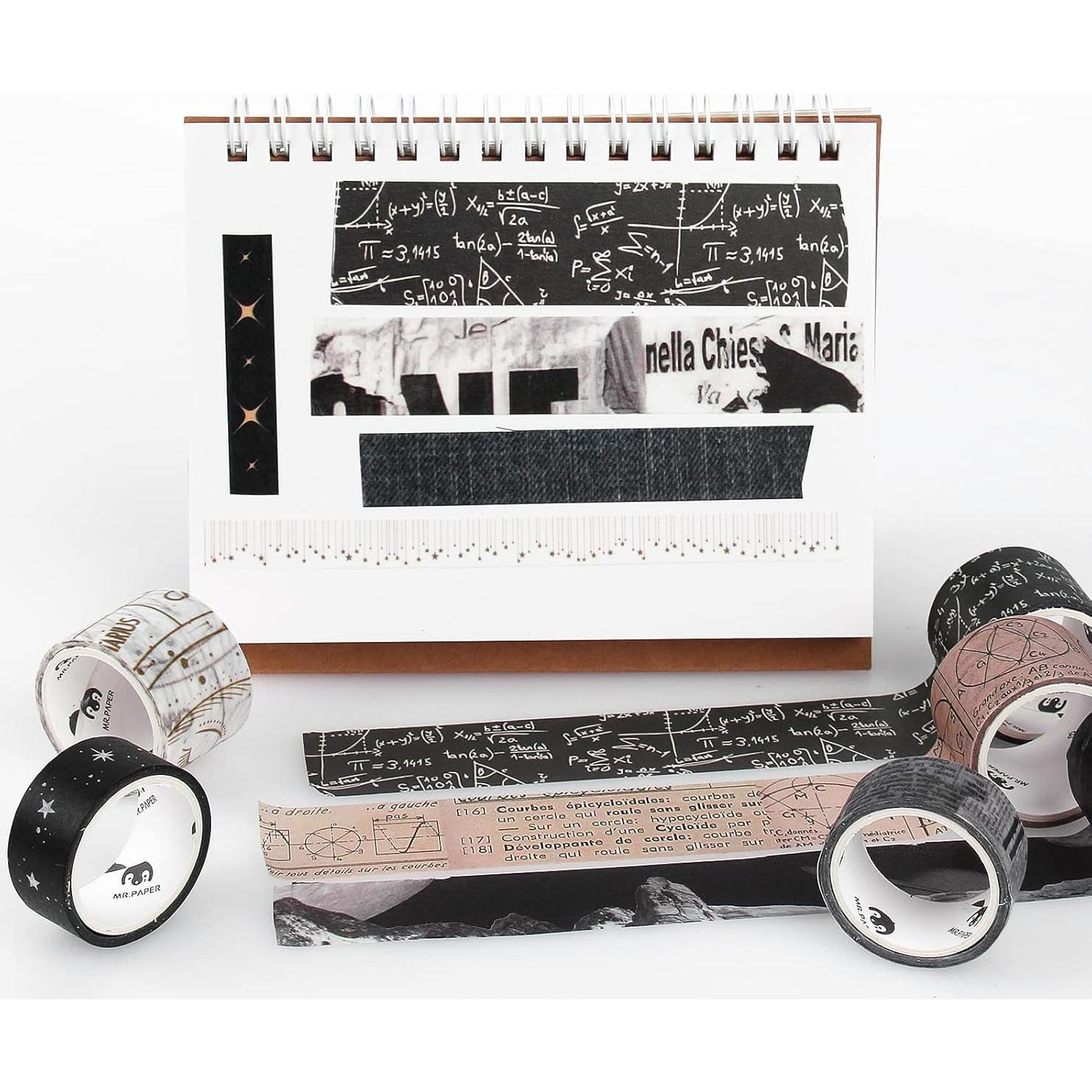 Conjunto de Cinta Washi Dizdkizd 20 Rollos Negro 5-25mm para Manualidades