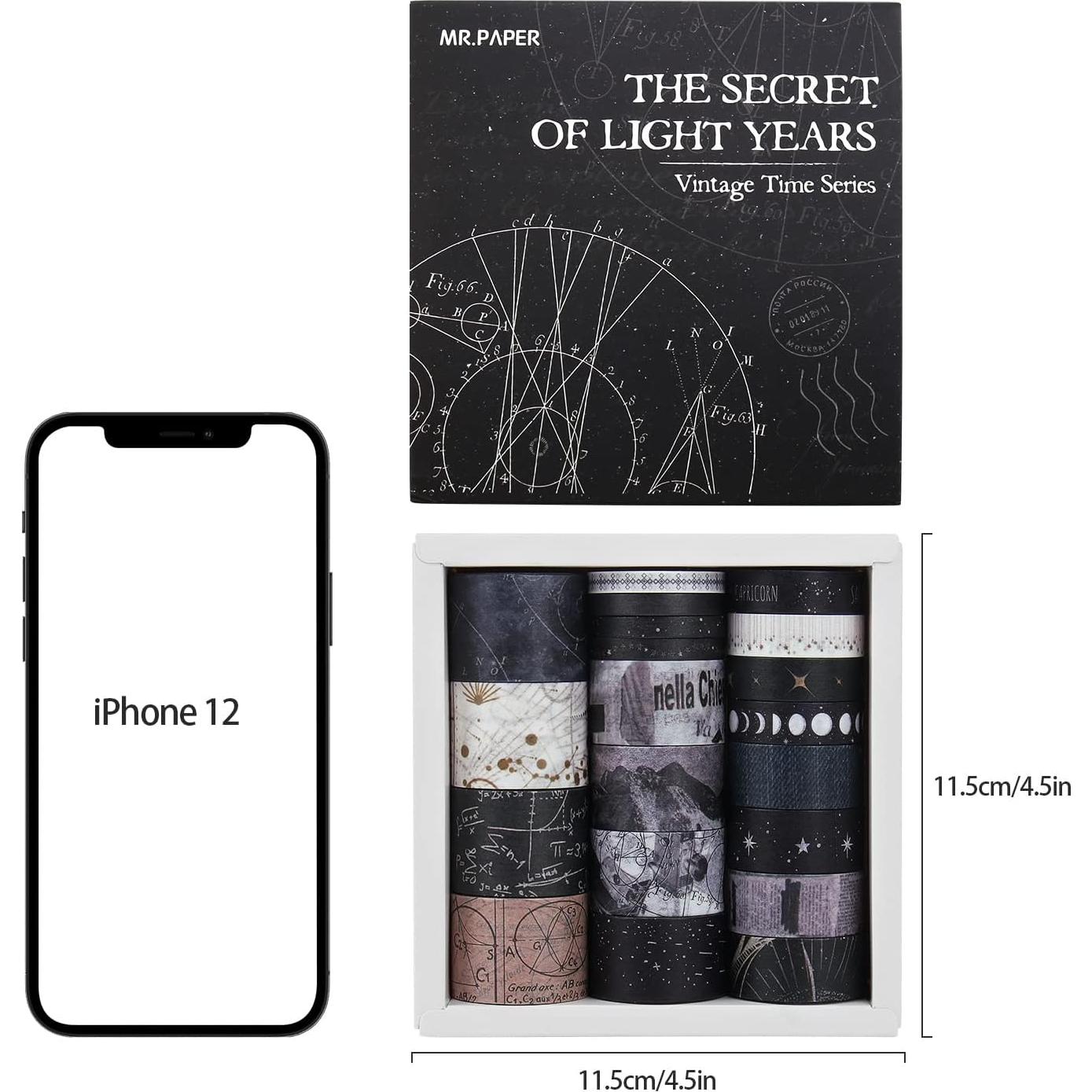 Conjunto de Cinta Washi Dizdkizd 20 Rollos Negro 5-25mm para Manualidades