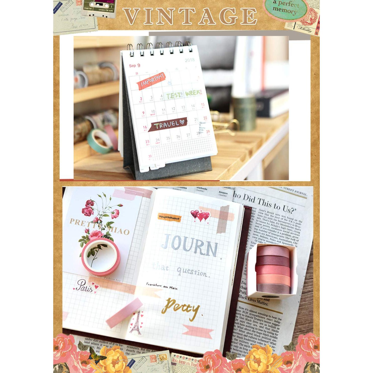 Set de 30 Rollos de Cinta Washi VIVIQUEN 9mm Colores Naturales