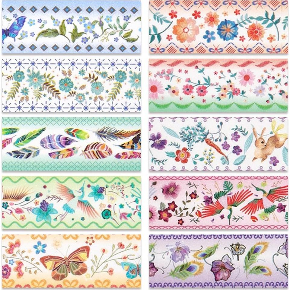 Juego de Washi Tape Zellykool 10 Rollos 15mm Vintage