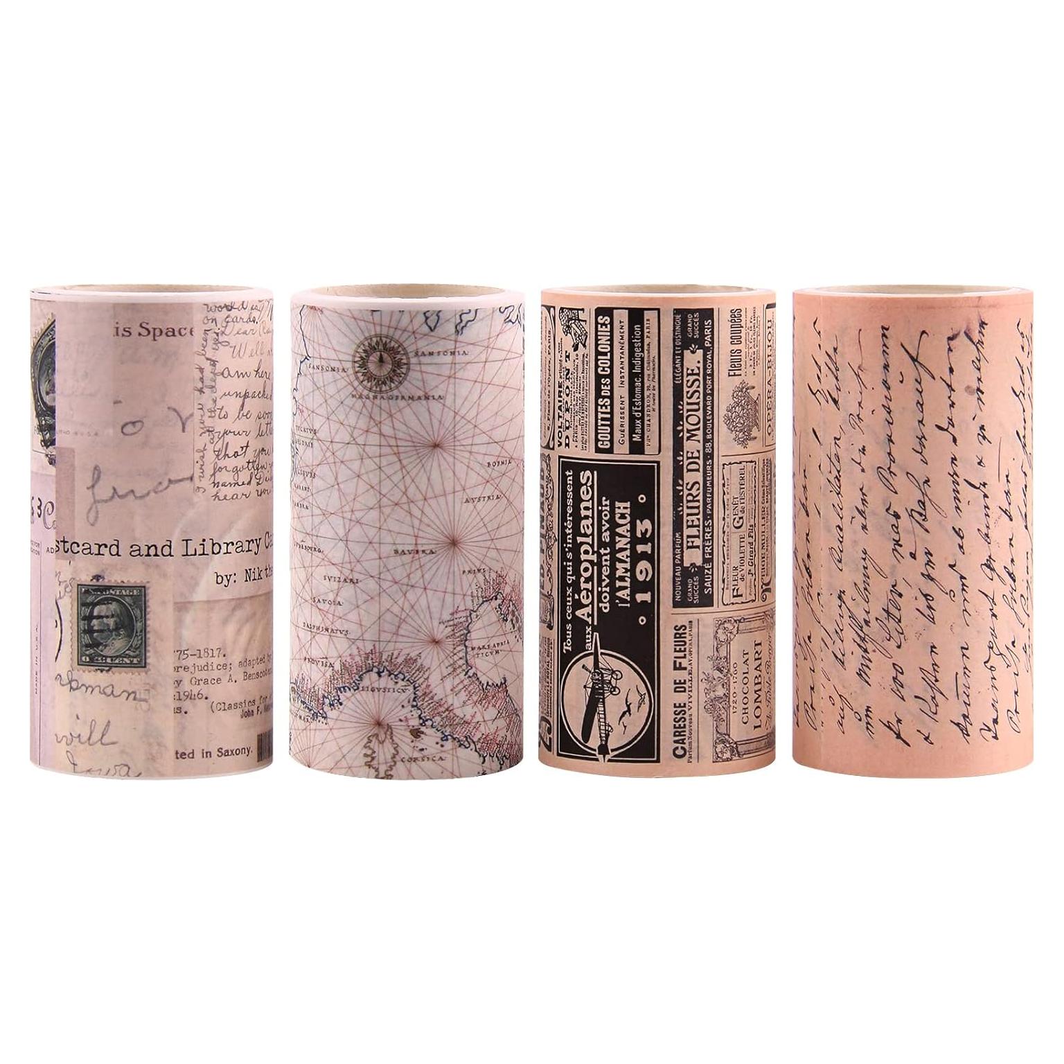 Cinta Washi Ancha Dizdkizd Vintage 75mm x 4 Rollos