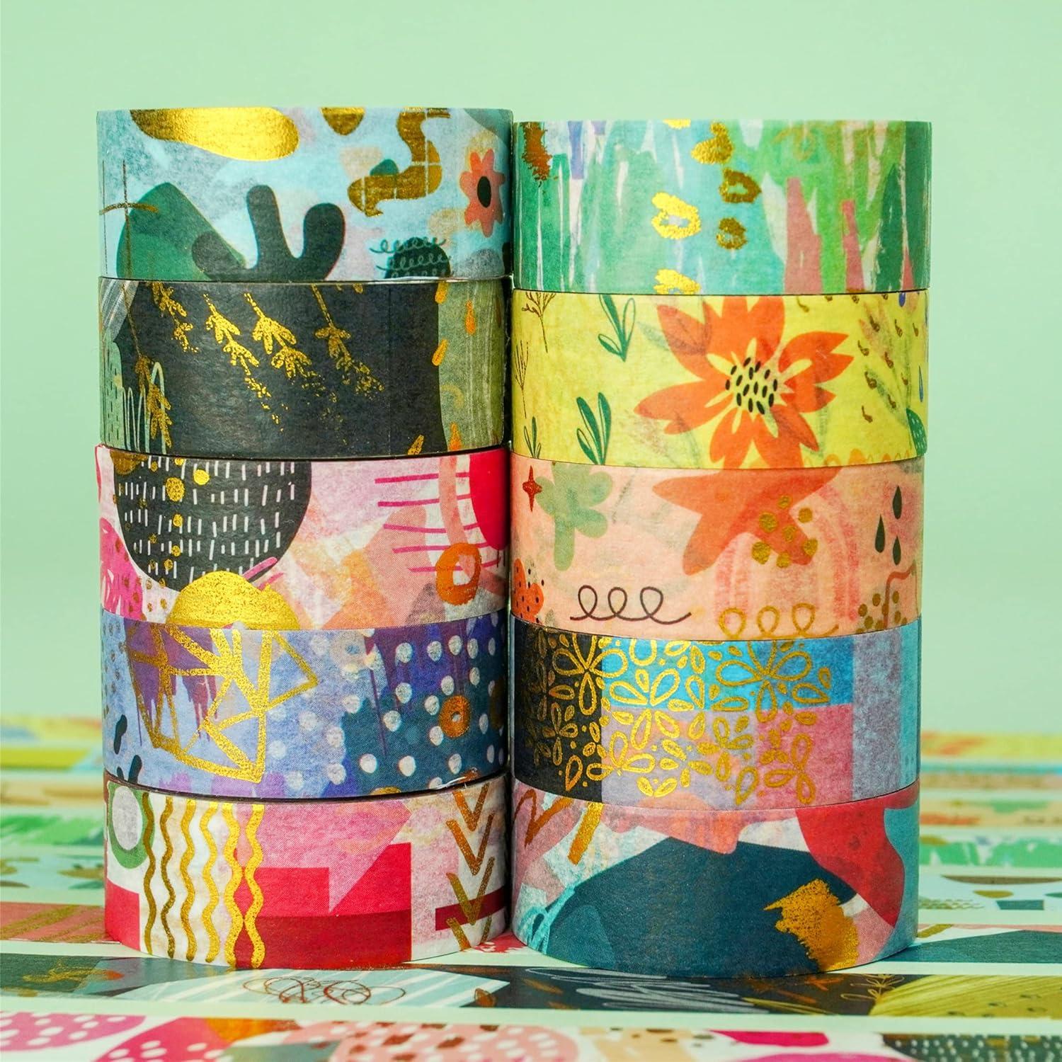 Cinta Washi Geométrica YUBBAEX 10 Rollos 15mm x 3m