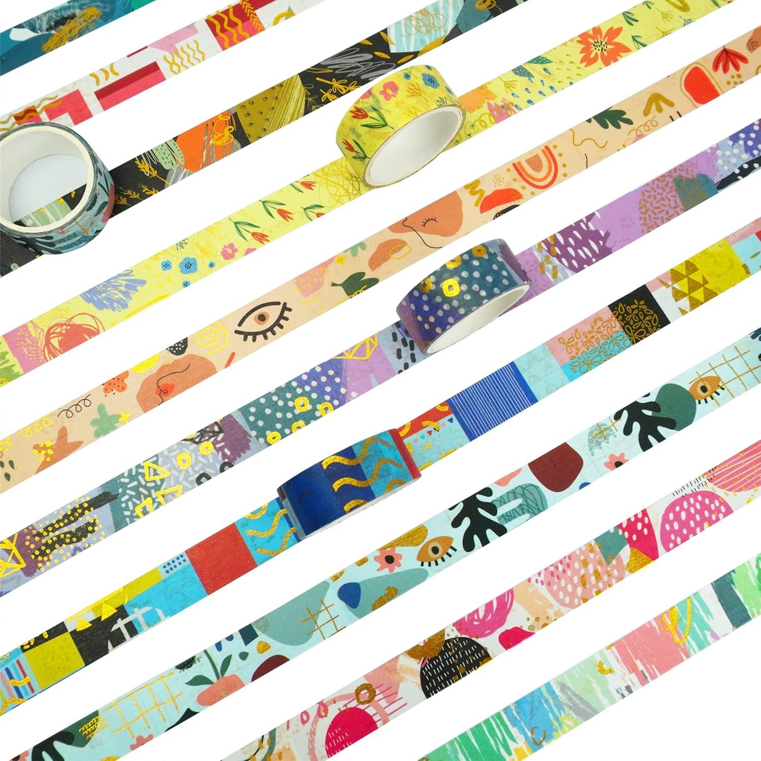 Cinta Washi Geométrica YUBBAEX 10 Rollos 15mm x 3m