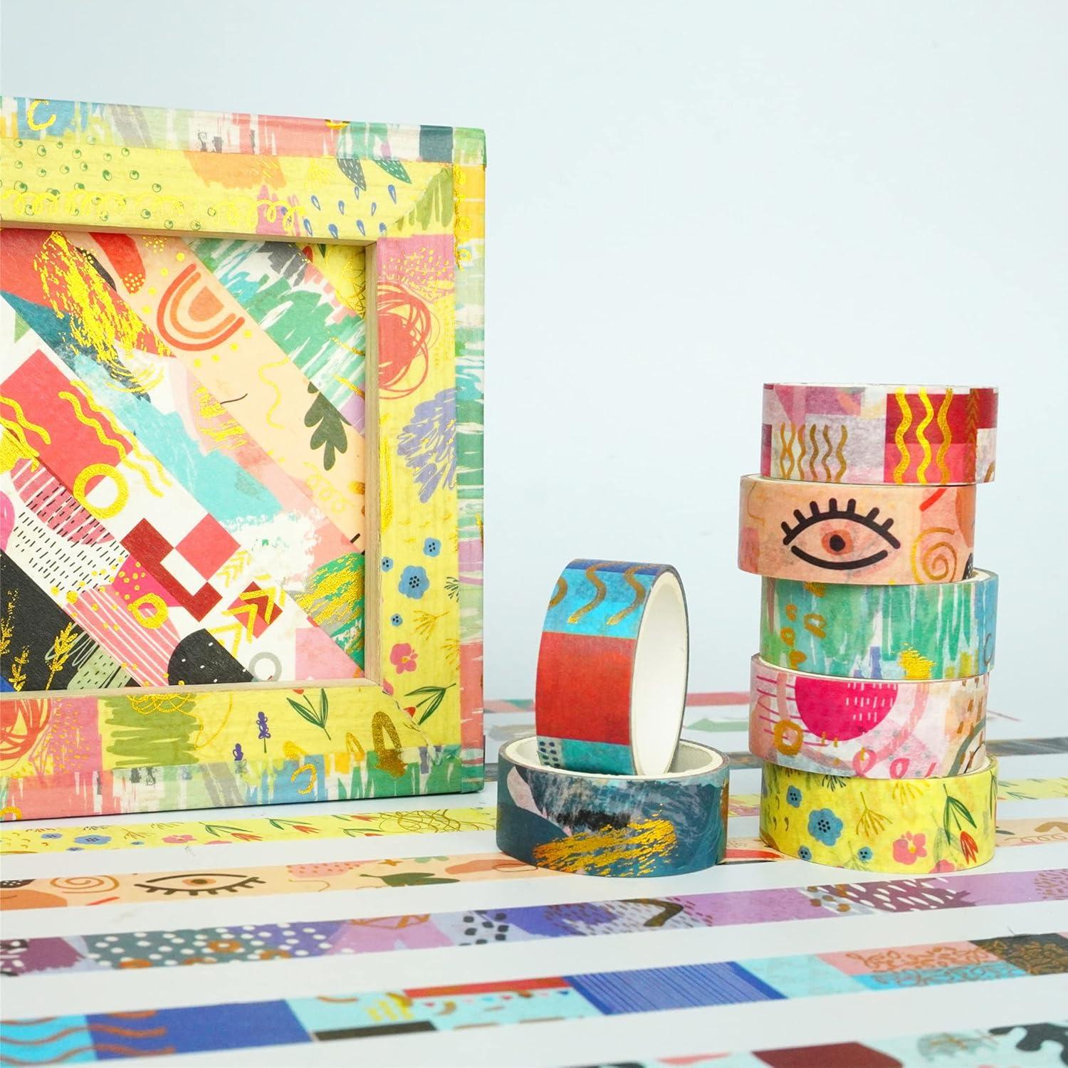 Cinta Washi Geométrica YUBBAEX 10 Rollos 15mm x 3m